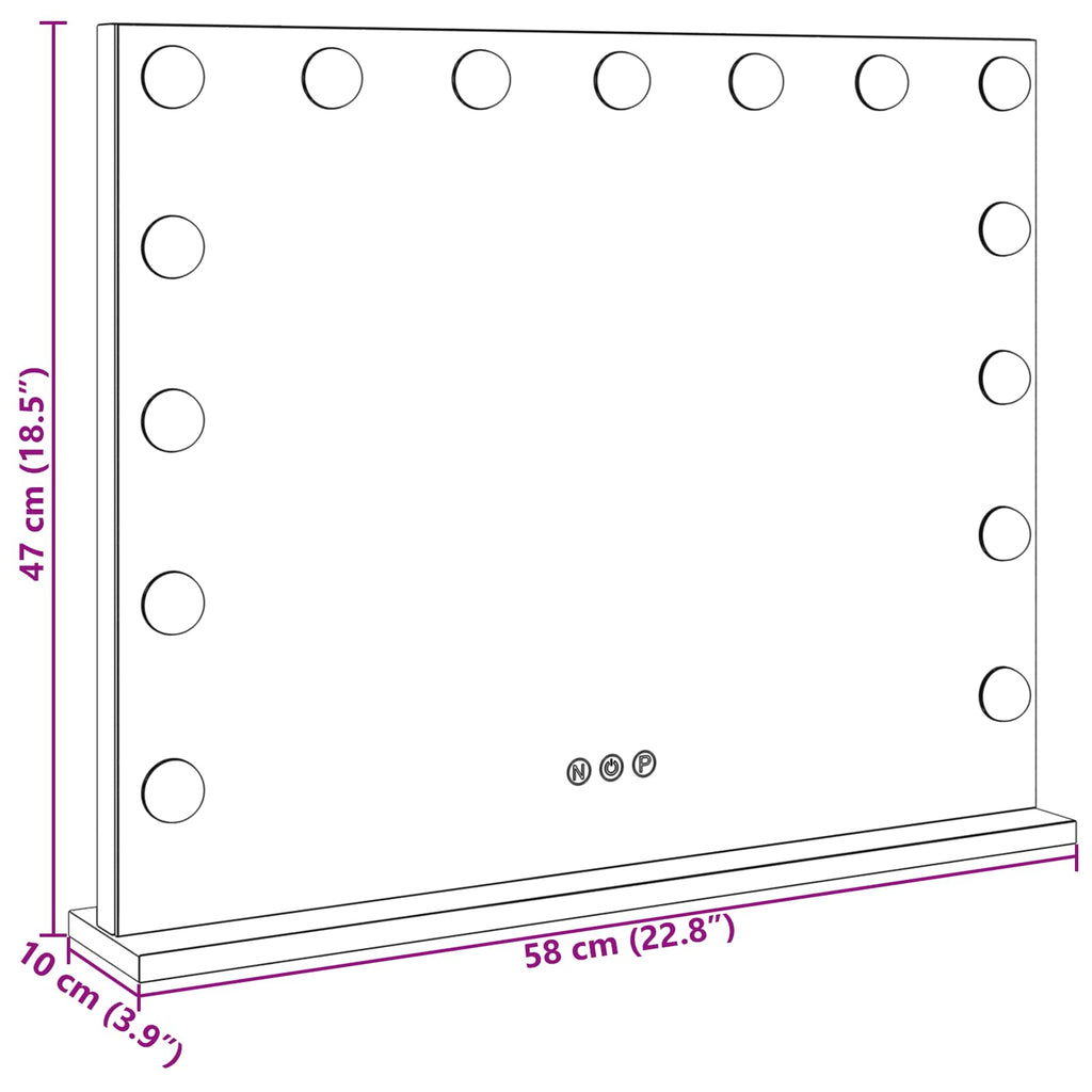 vidaXL Lustro LED do toaletki Biały 58 x 10 x 47 cm Szkło i stal