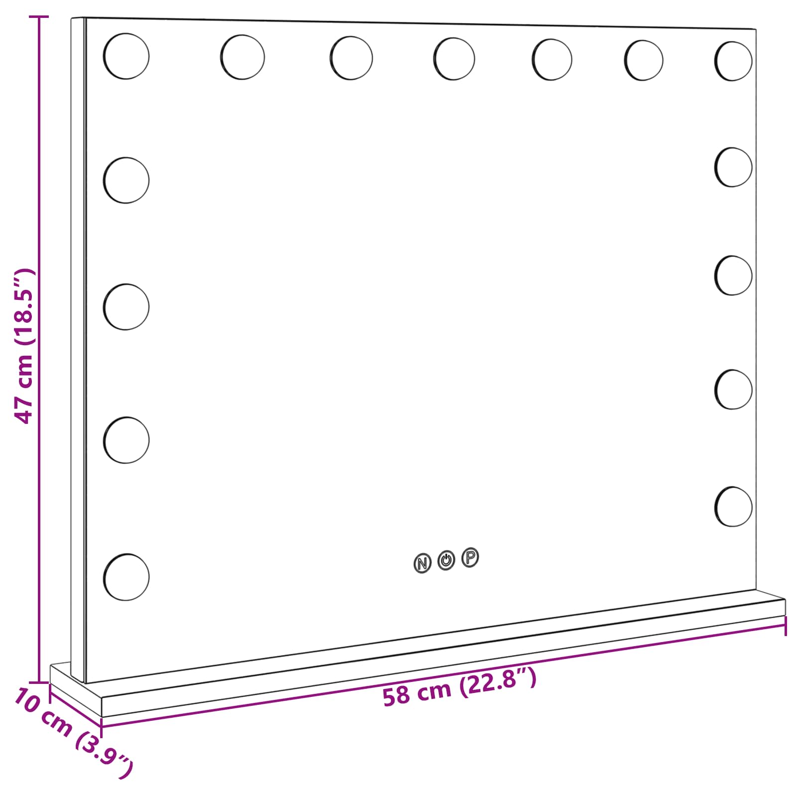 vidaXL Lustro LED do toaletki Biały 58 x 10 x 47 cm Szkło i stal