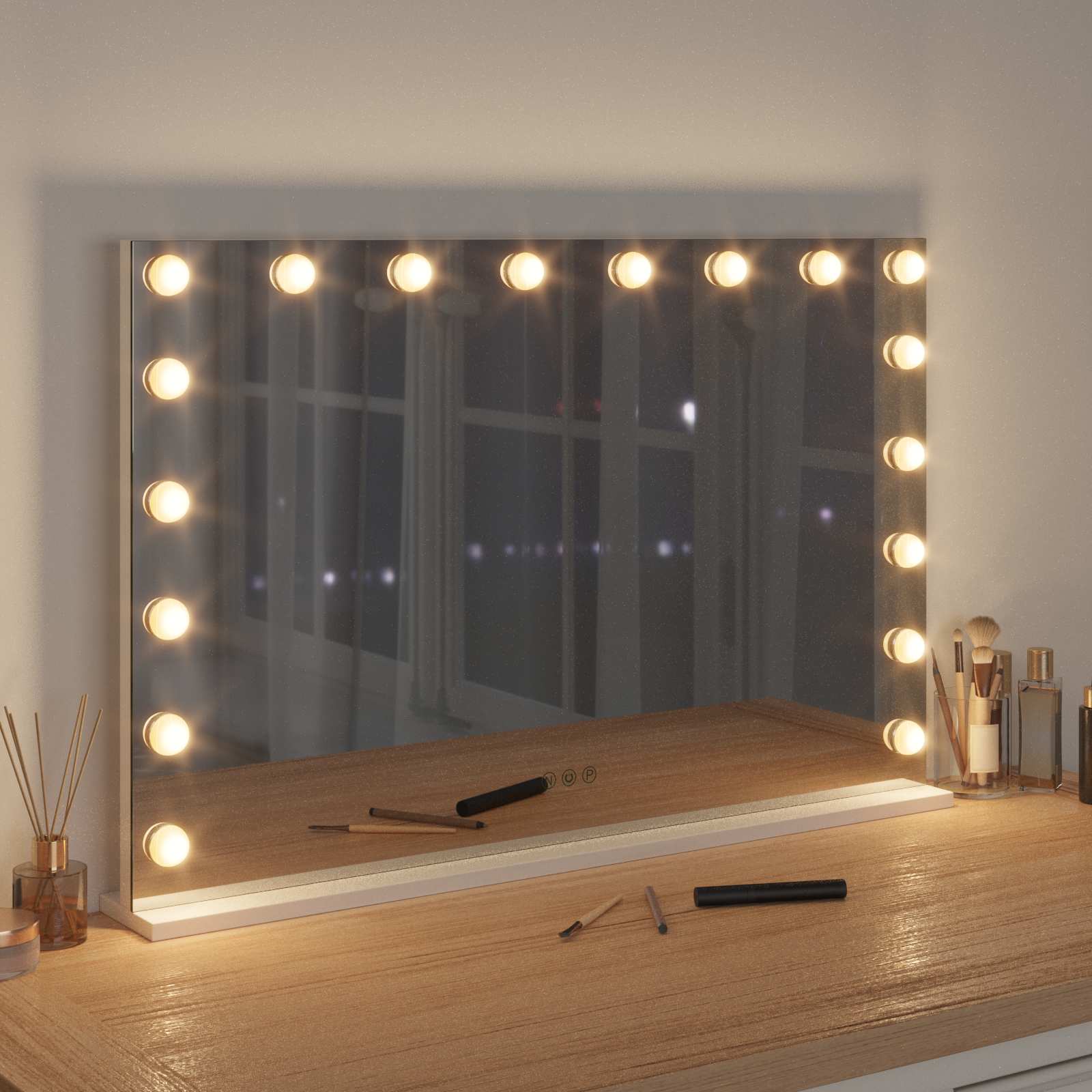 vidaXL Lustro LED do toaletki Biały 80 x 10 x 52,5 cm Szkło i stal