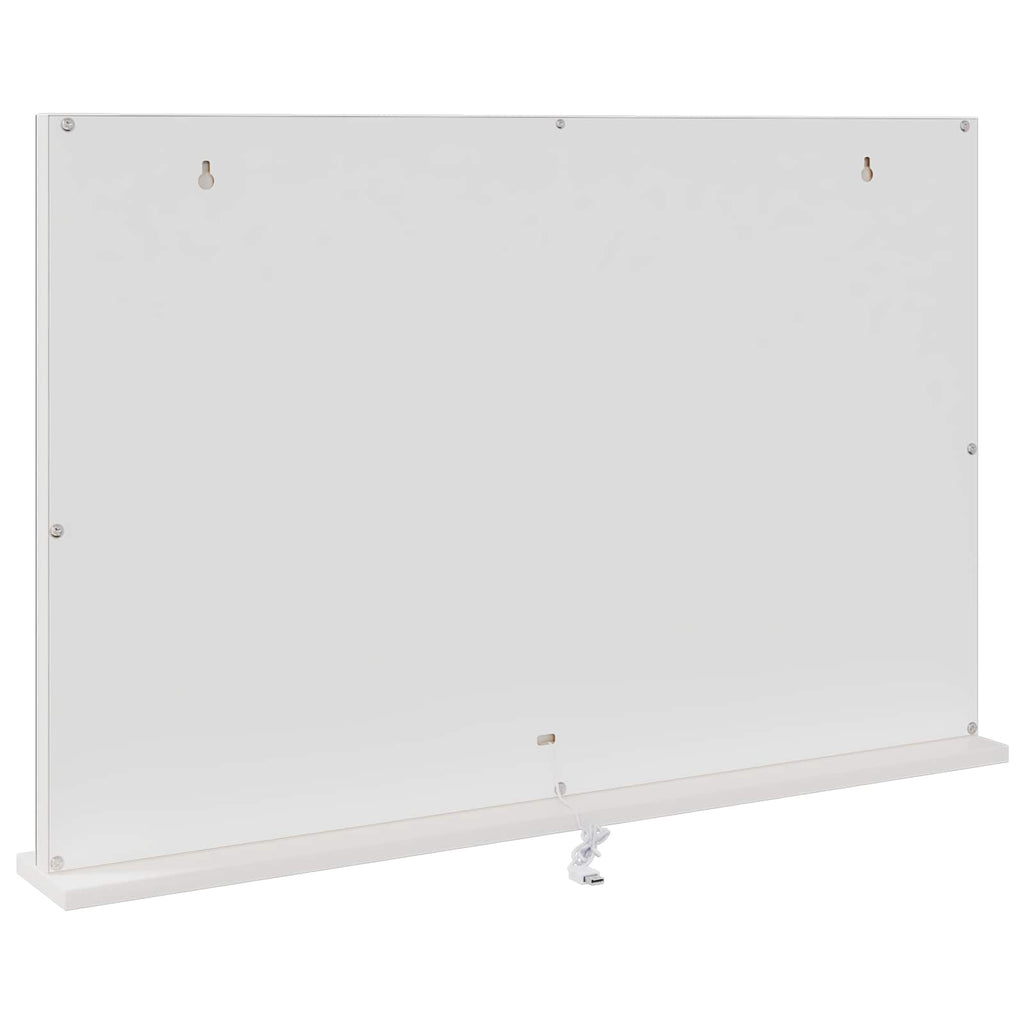 vidaXL Lustro LED do toaletki Biały 80 x 10 x 52,5 cm Szkło i stal