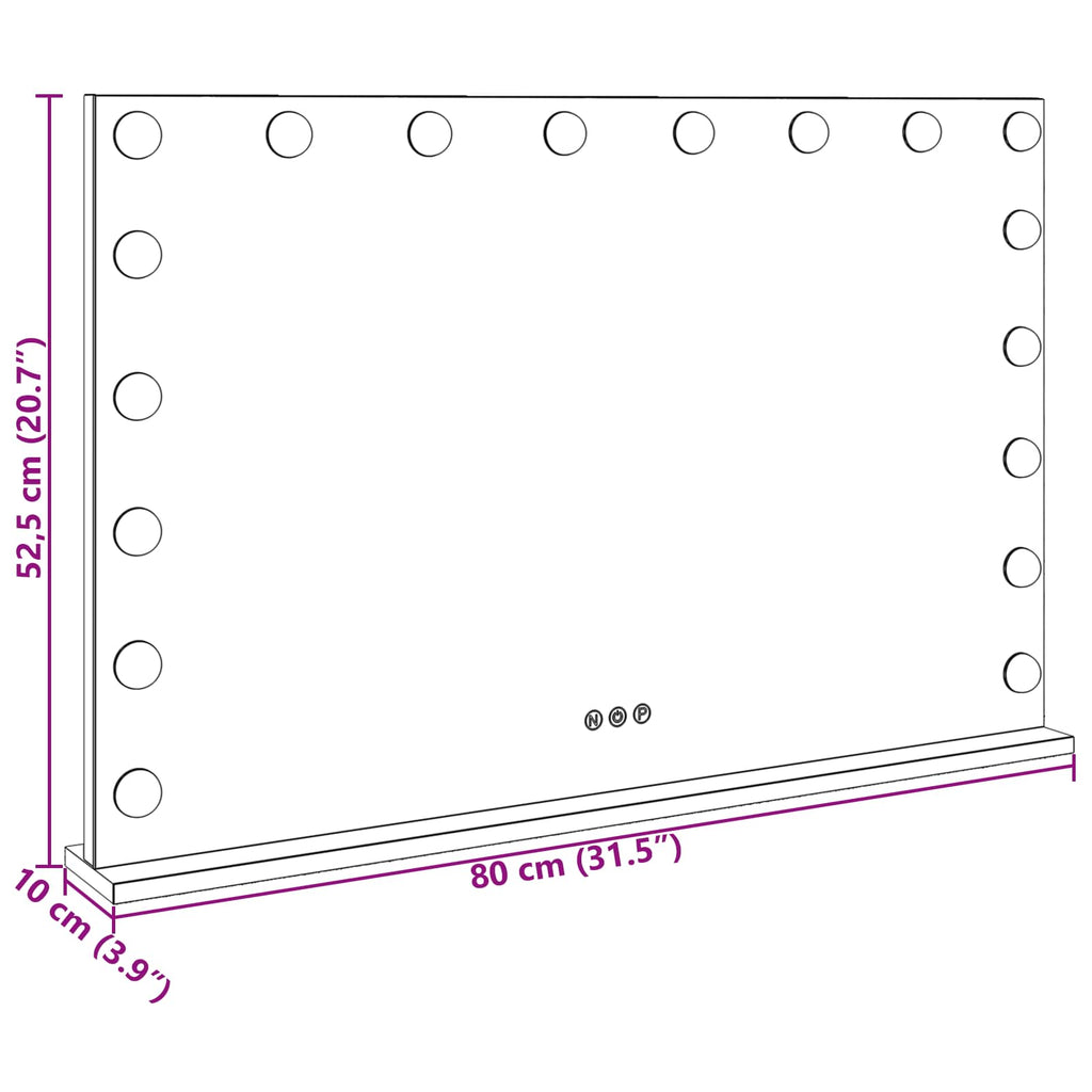 vidaXL Lustro LED do toaletki Biały 80 x 10 x 52,5 cm Szkło i stal
