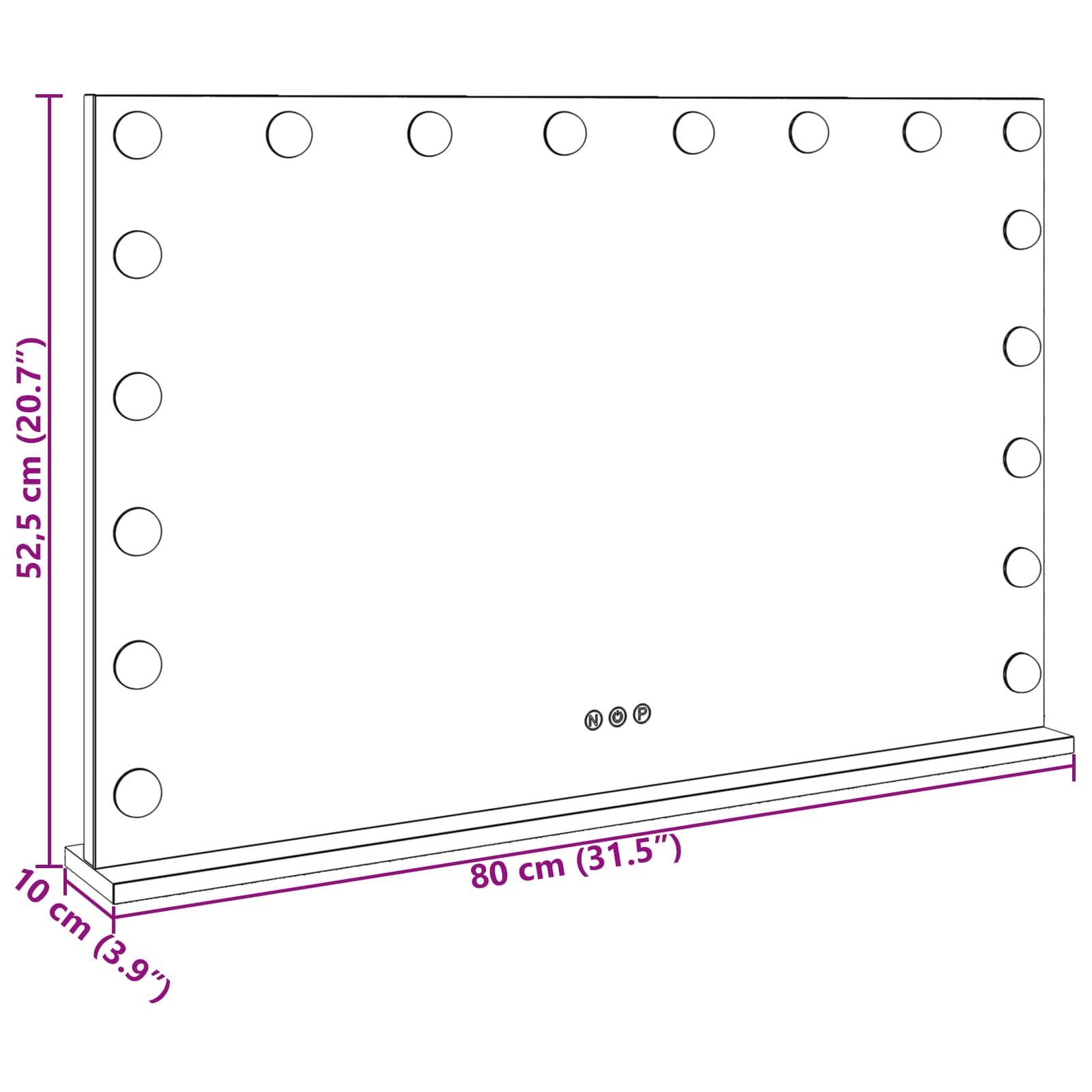 vidaXL Lustro LED do toaletki Biały 80 x 10 x 52,5 cm Szkło i stal