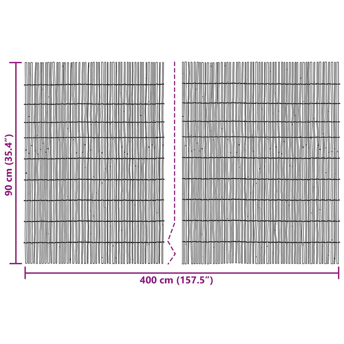 vidaXL Ogrodzenie Ogrodowe 400 x 90 cm Trzcina naturalny