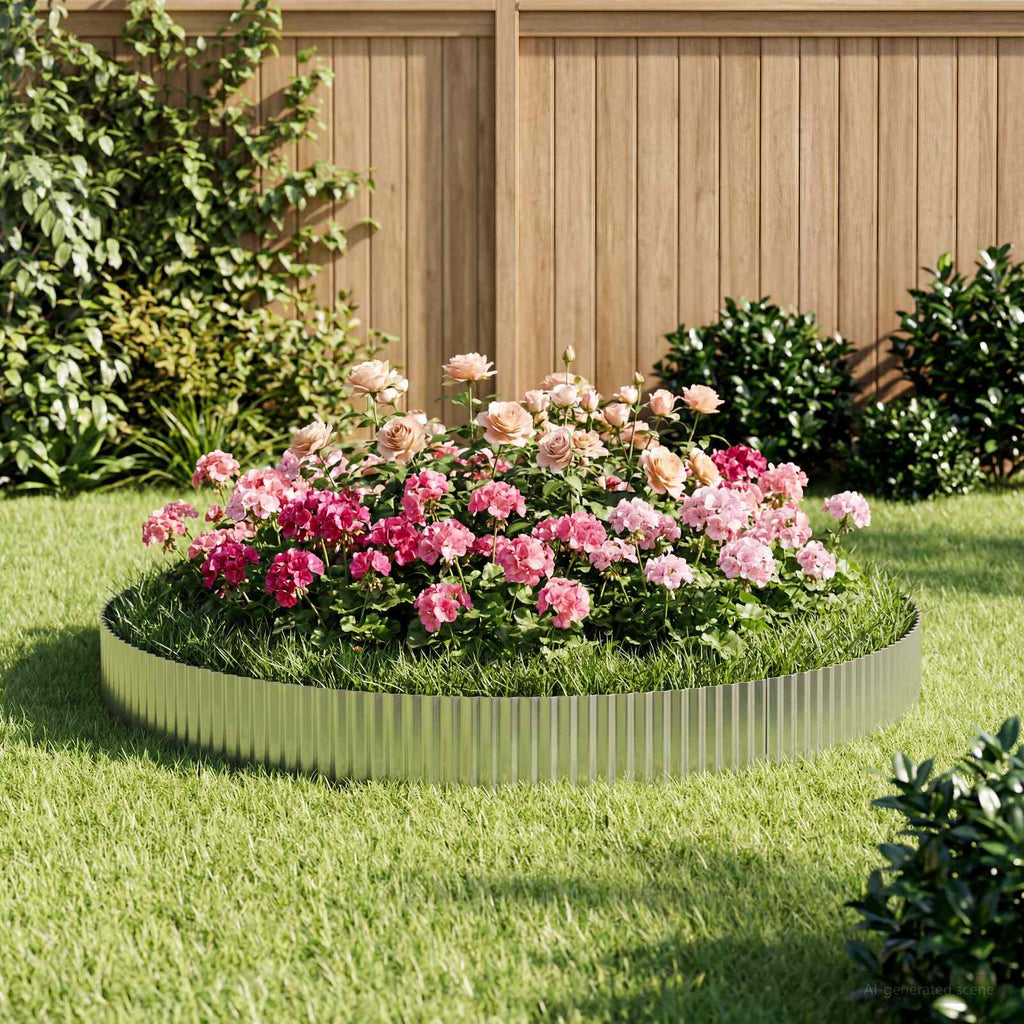 vidaxl Krawężnik do trawnika 5 m x 10 cm Stal ocynkowana srebrny