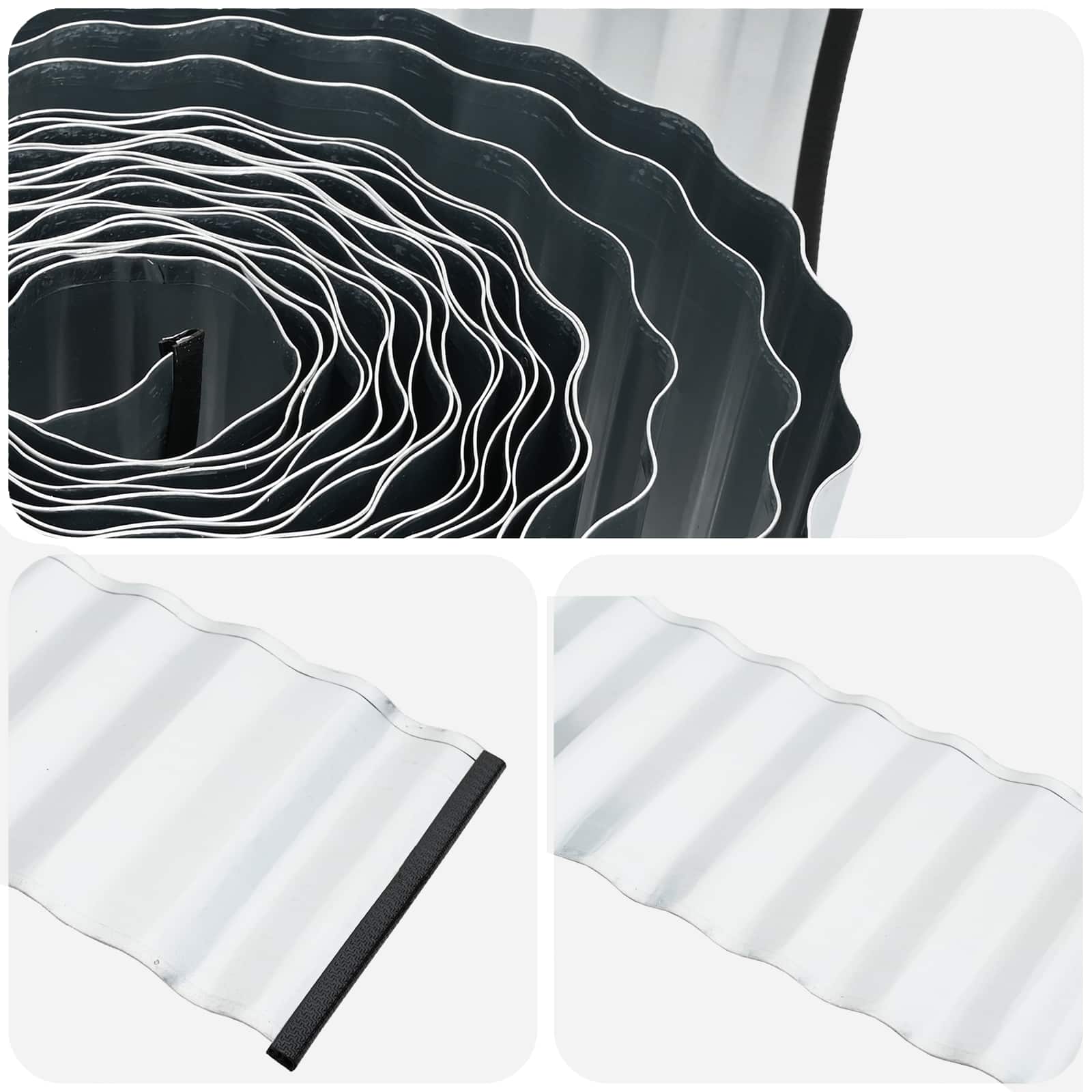 vidaxl Krawężnik do trawnika 20 m x 30 cm Stal ocynkowana srebrny