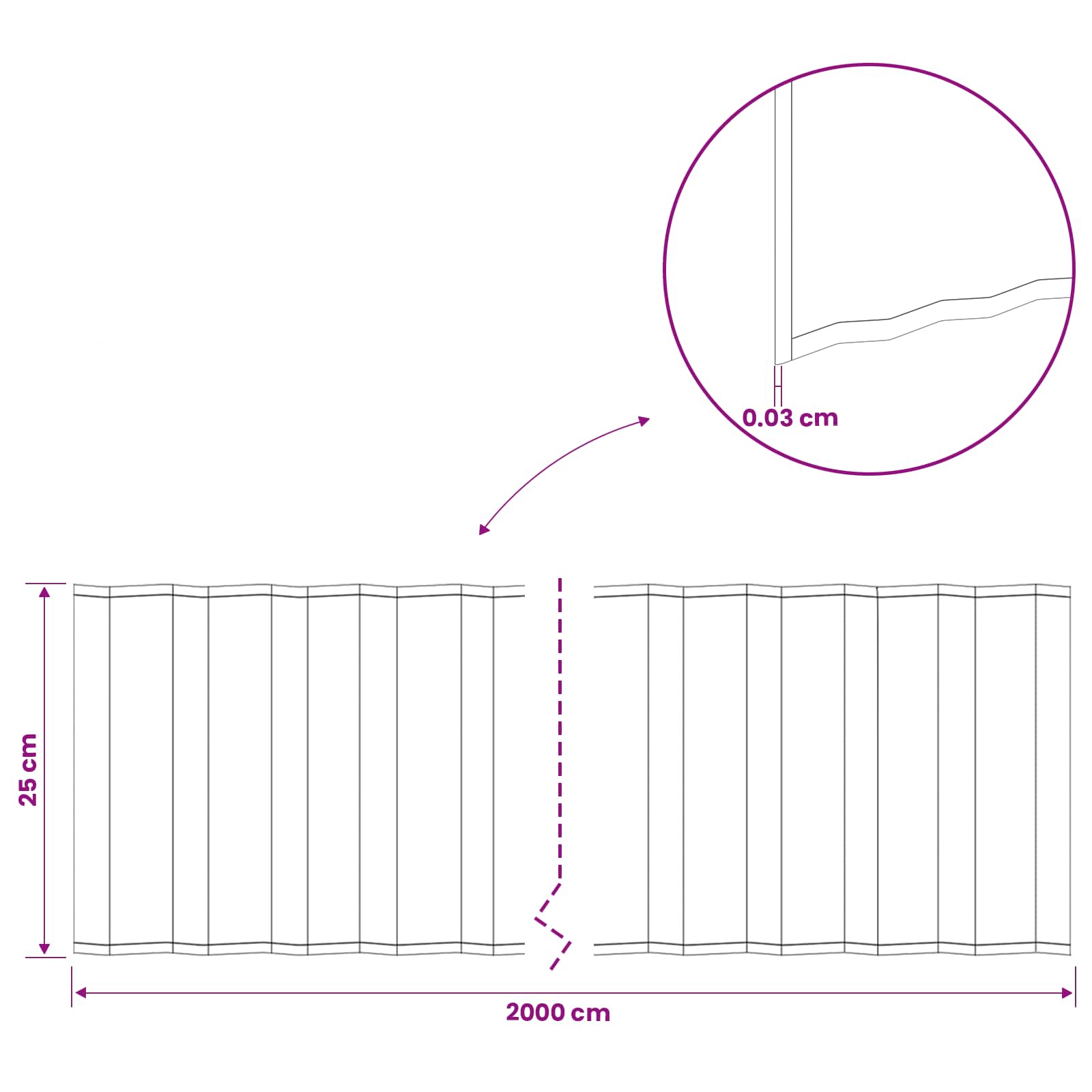 vidaxl Krawężnik do trawnika 20 m x 25 cm Stal ocynkowana srebrny