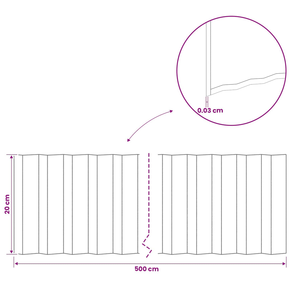 vidaxl Krawężnik do trawnika 5 m x 20 cm Stal ocynkowana srebrny