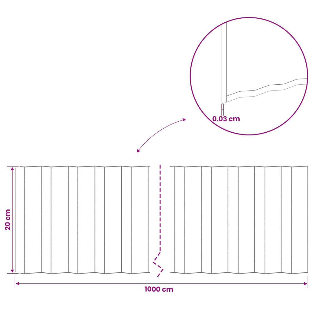 vidaxl Krawężnik do trawnika 10 m x 20 cm Stal ocynkowana srebrny