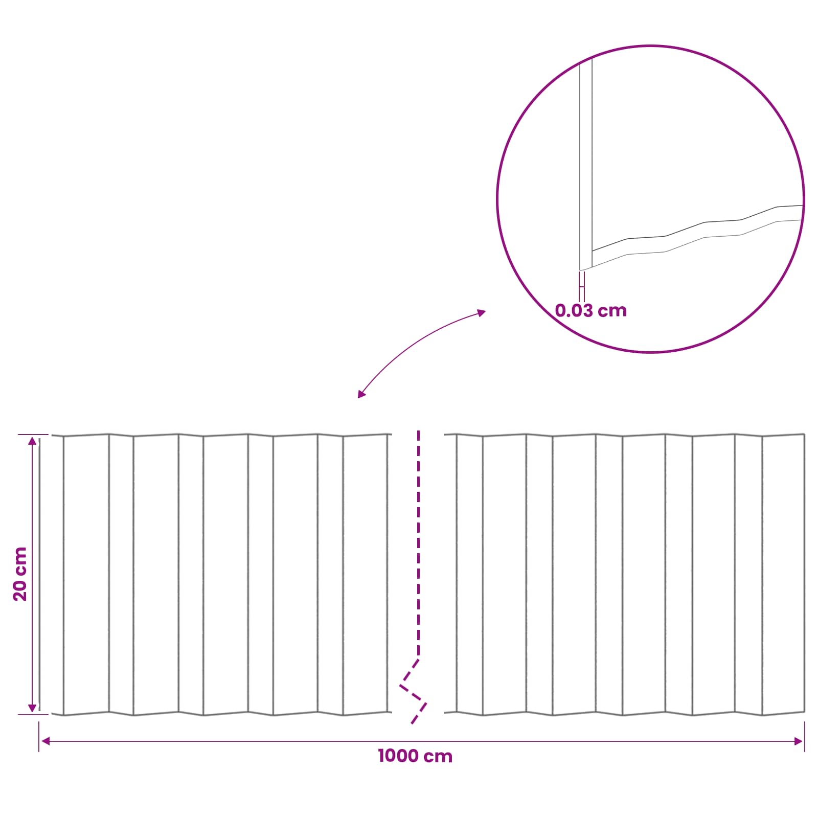 vidaxl Krawężnik do trawnika 10 m x 20 cm Stal ocynkowana srebrny