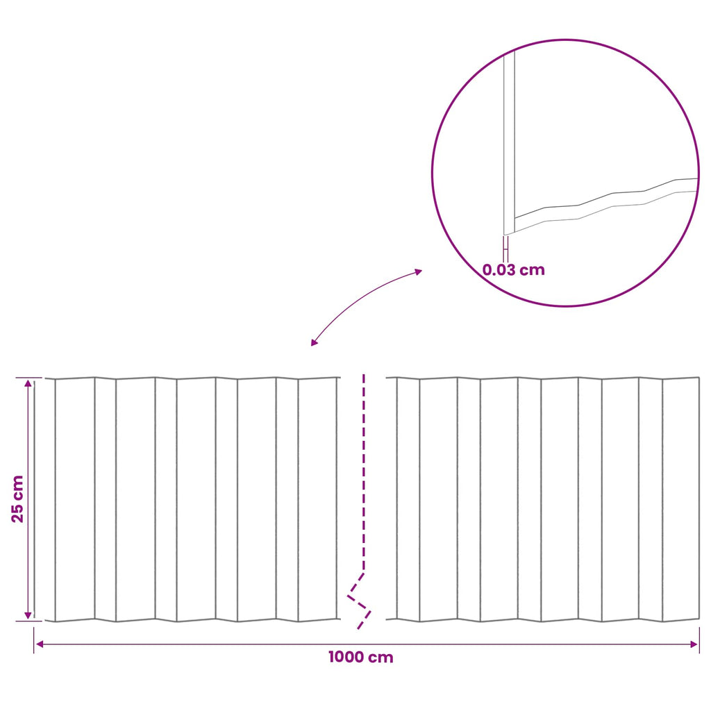 vidaxl Krawężnik do trawnika 10 m x 25 cm Stal ocynkowana srebrny