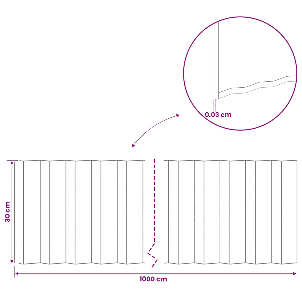 vidaxl Krawężnik do trawnika 10 m x 30 cm Stal ocynkowana srebrny