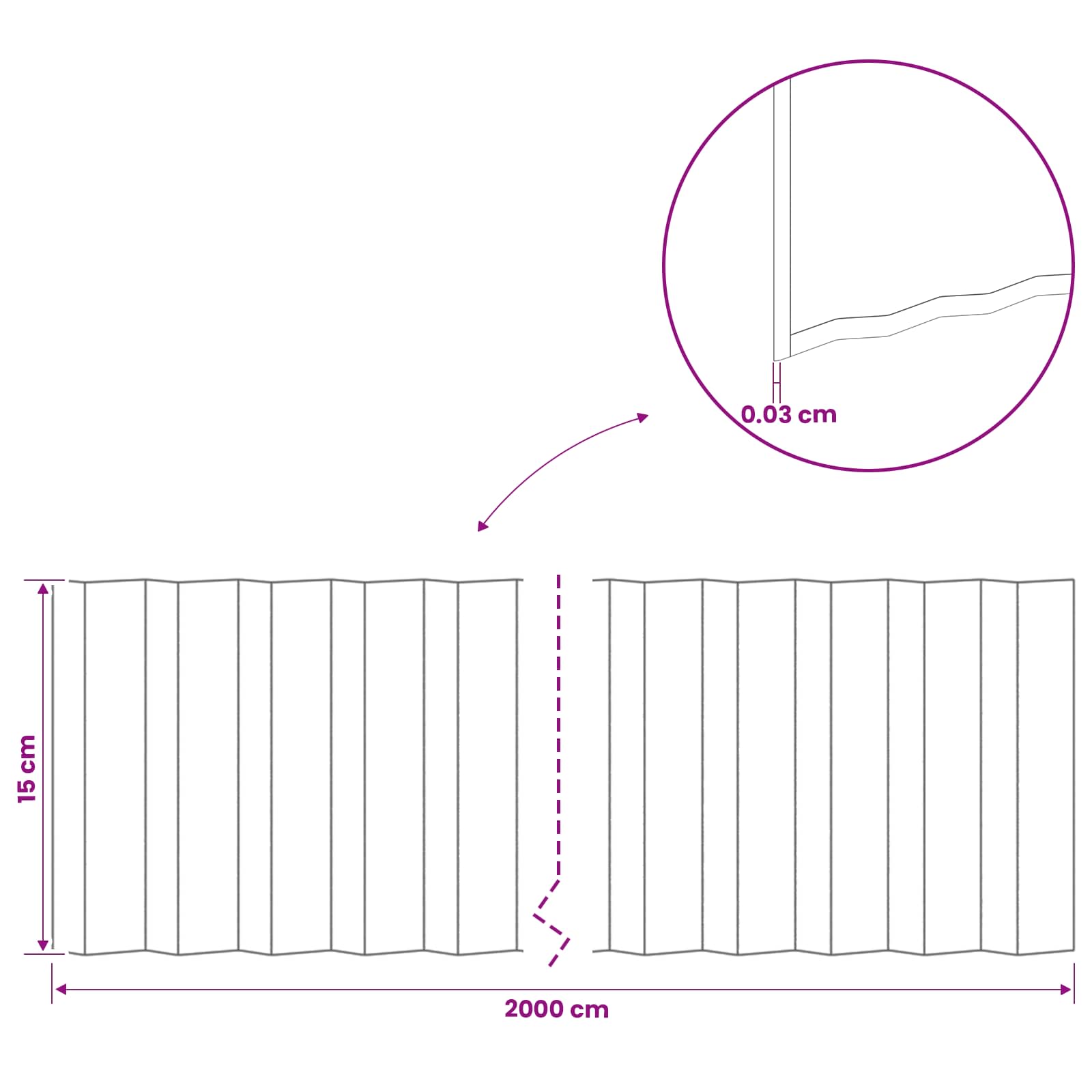 vidaxl Krawężnik do trawnika 20 m x 15 cm Stal ocynkowana srebrny