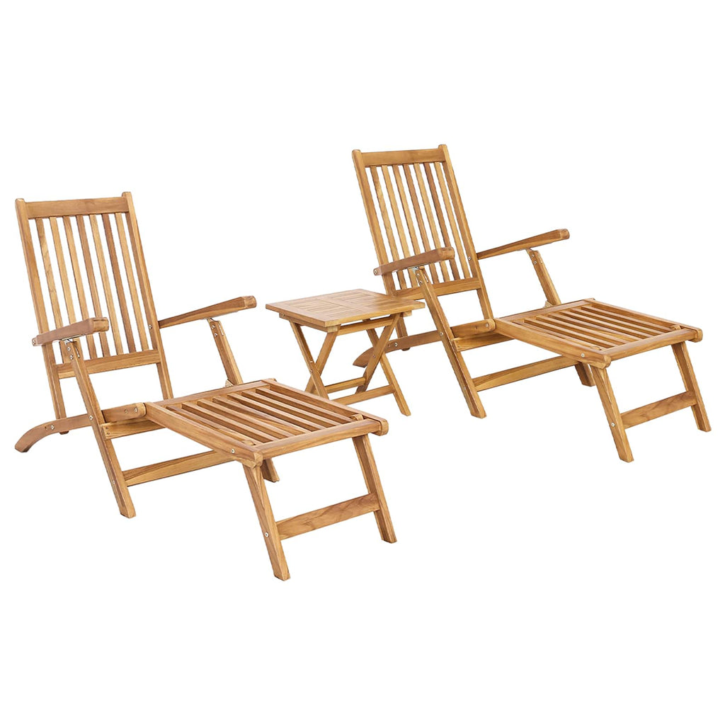 vidaXL Składane krzesło ogrodowe z stolikiem 2 pcs naturalny