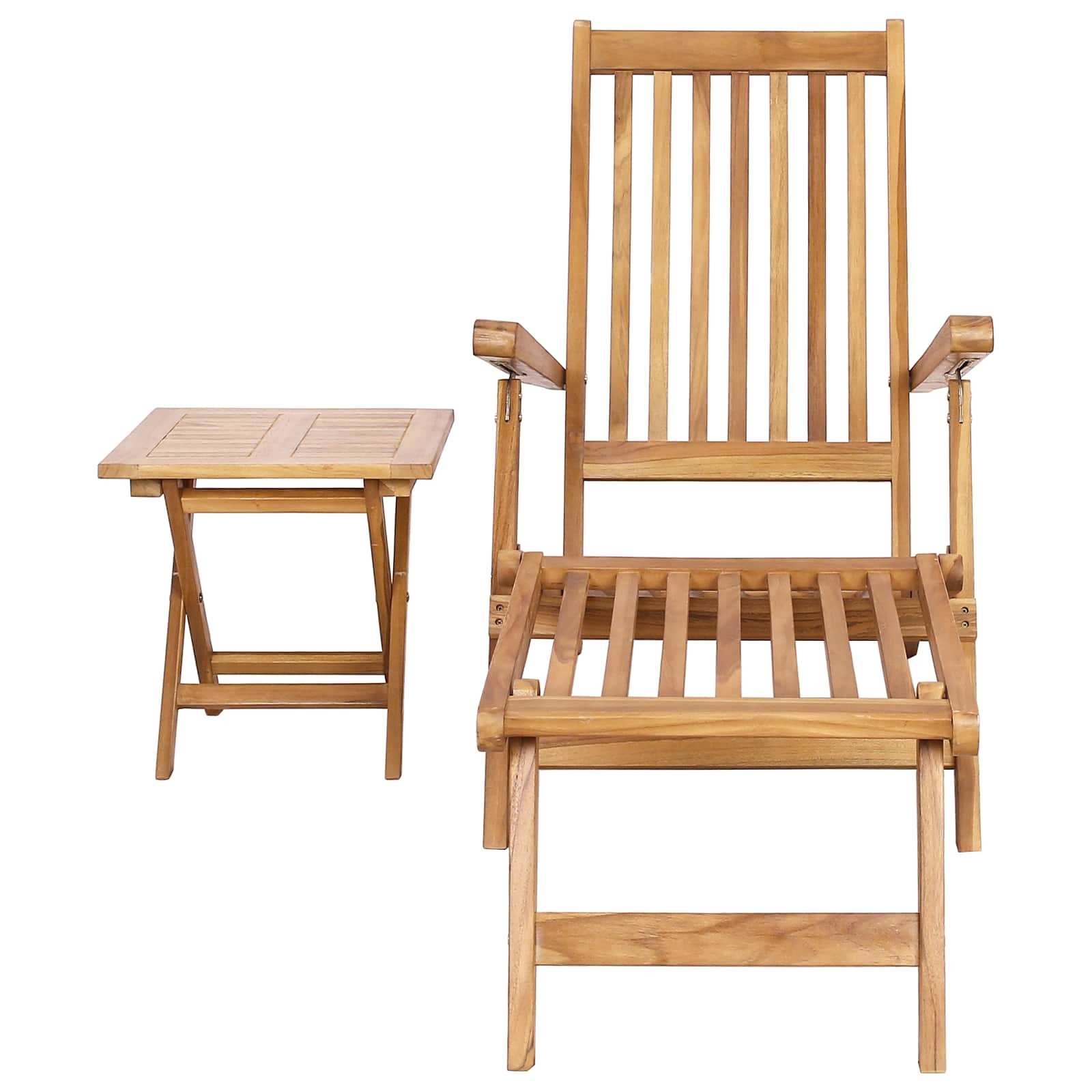 vidaXL Składane krzesło ogrodowe z stolikiem 2 pcs naturalny