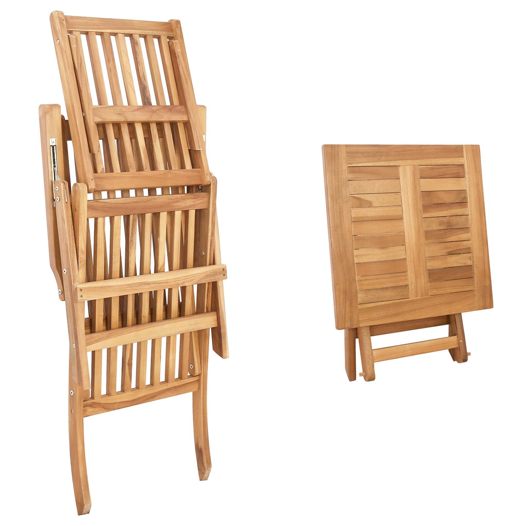 vidaXL Składane krzesło ogrodowe z stolikiem 2 pcs naturalny