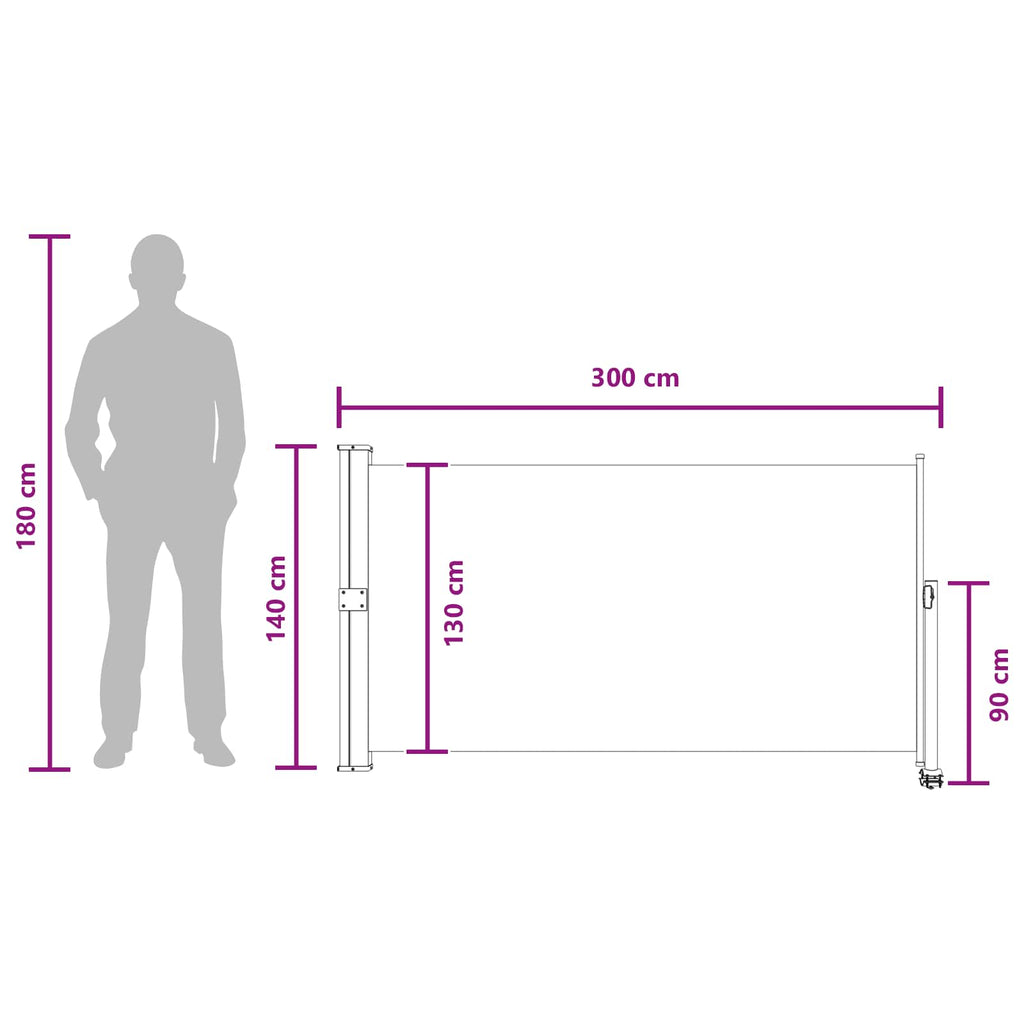 vidaXL Boczny Markiz 140 x 300 cm 100% poliester, żelazo, stal