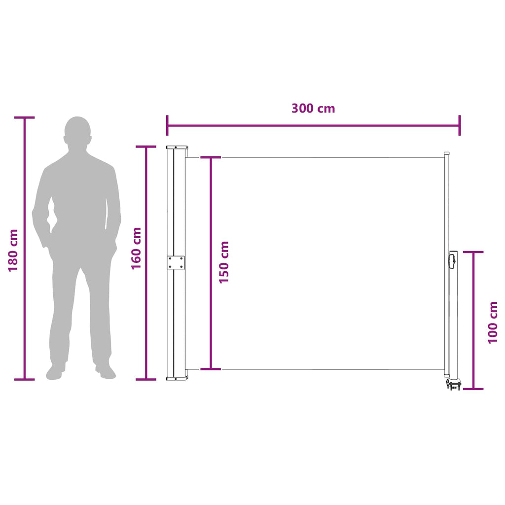 vidaXL Boczny Markiz 160 x 300 cm Prostokątny antracytowy