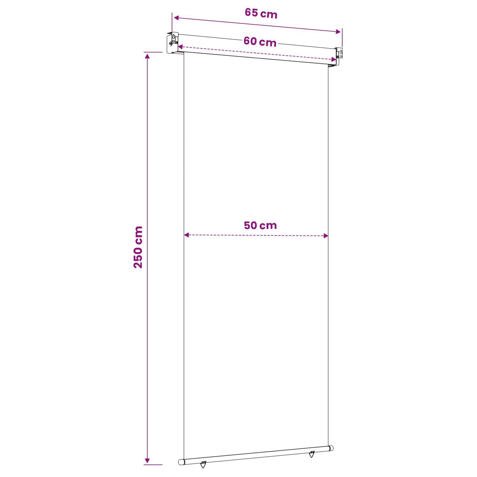 vidaXL Markiza boczna na balkon 60 x 250 cm