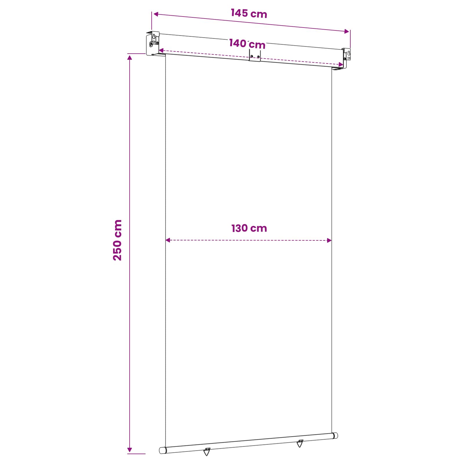 vidaXL Markiza boczna na balkon 140 x 250 cm