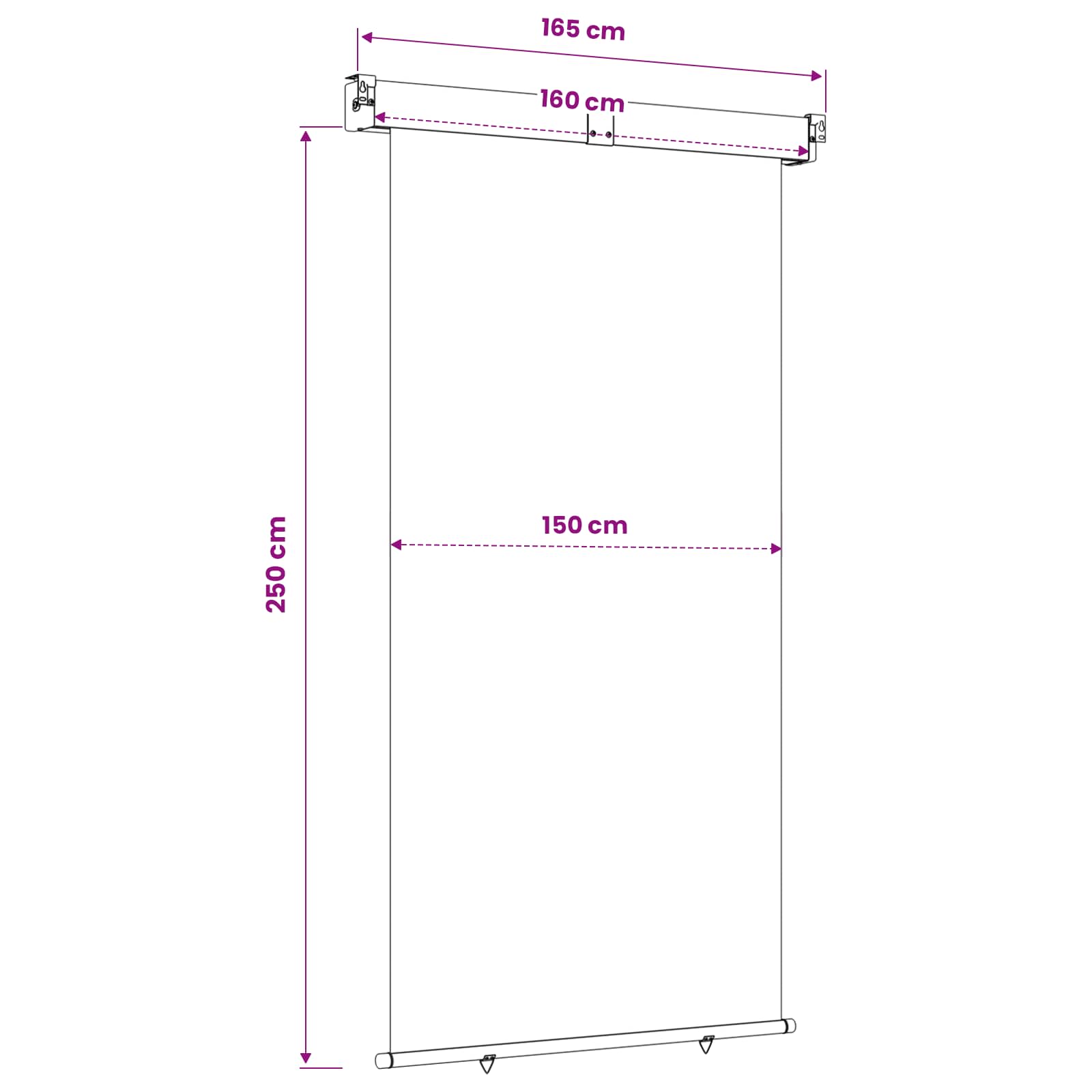 vidaXL Markiza boczna na balkon 160 x 250 cm