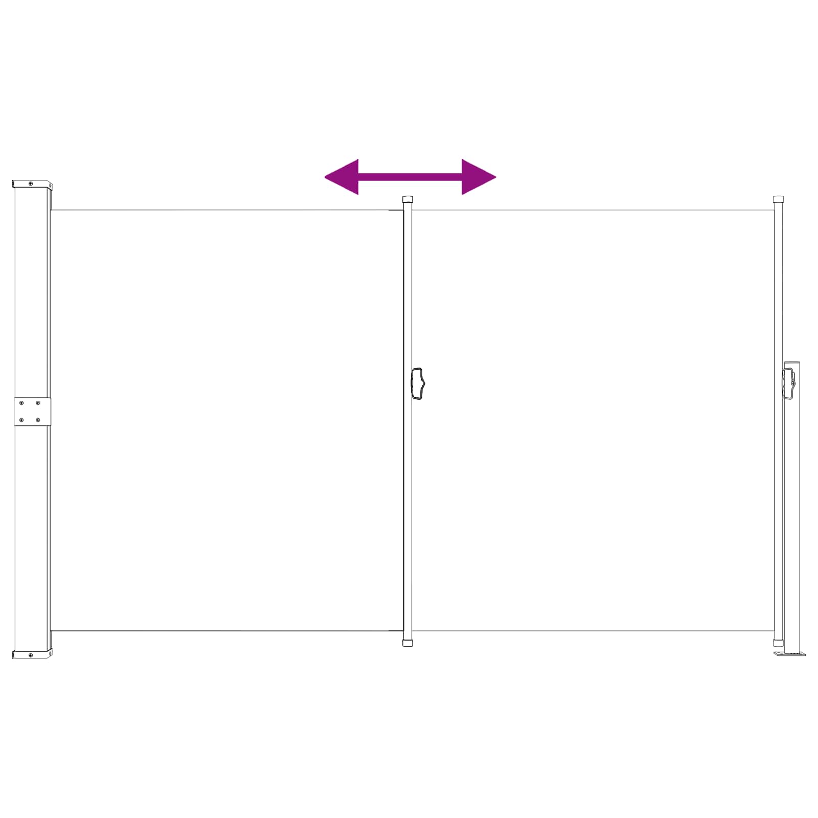 vidaXL Rozkładany boczny markiz 180 x 300 cm Poliester Prostokątny
