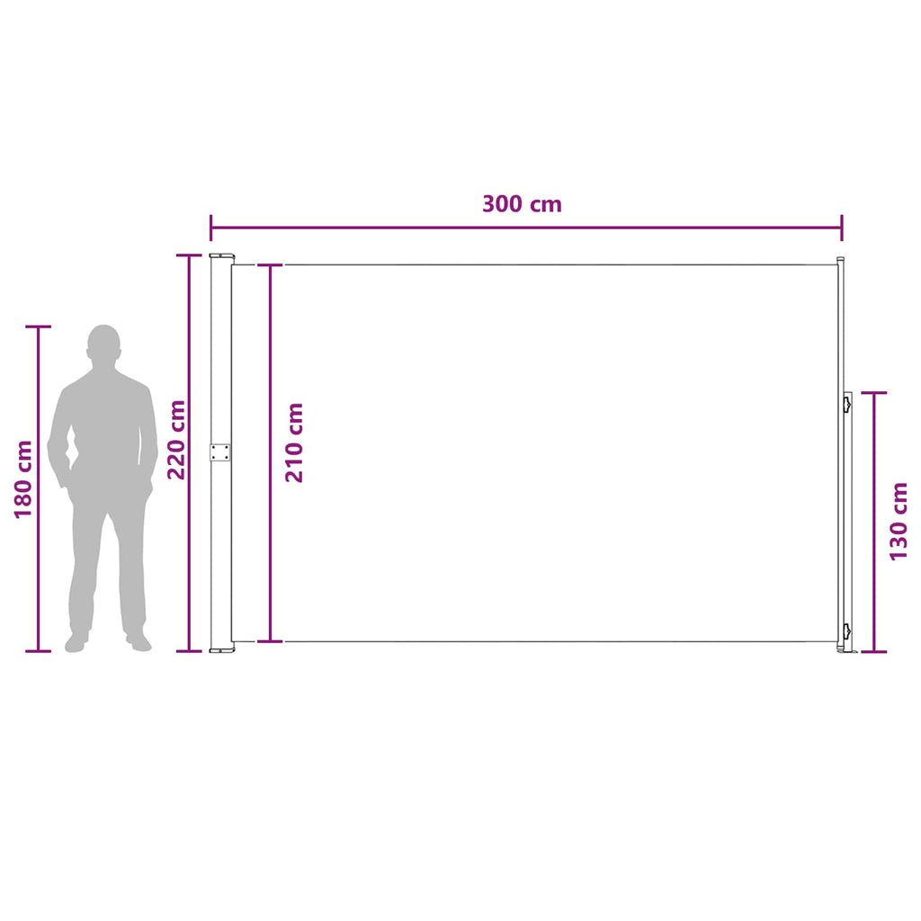 vidaXL Rozkładany boczny markiz 220 x 300 cm Poliester Prostokątny
