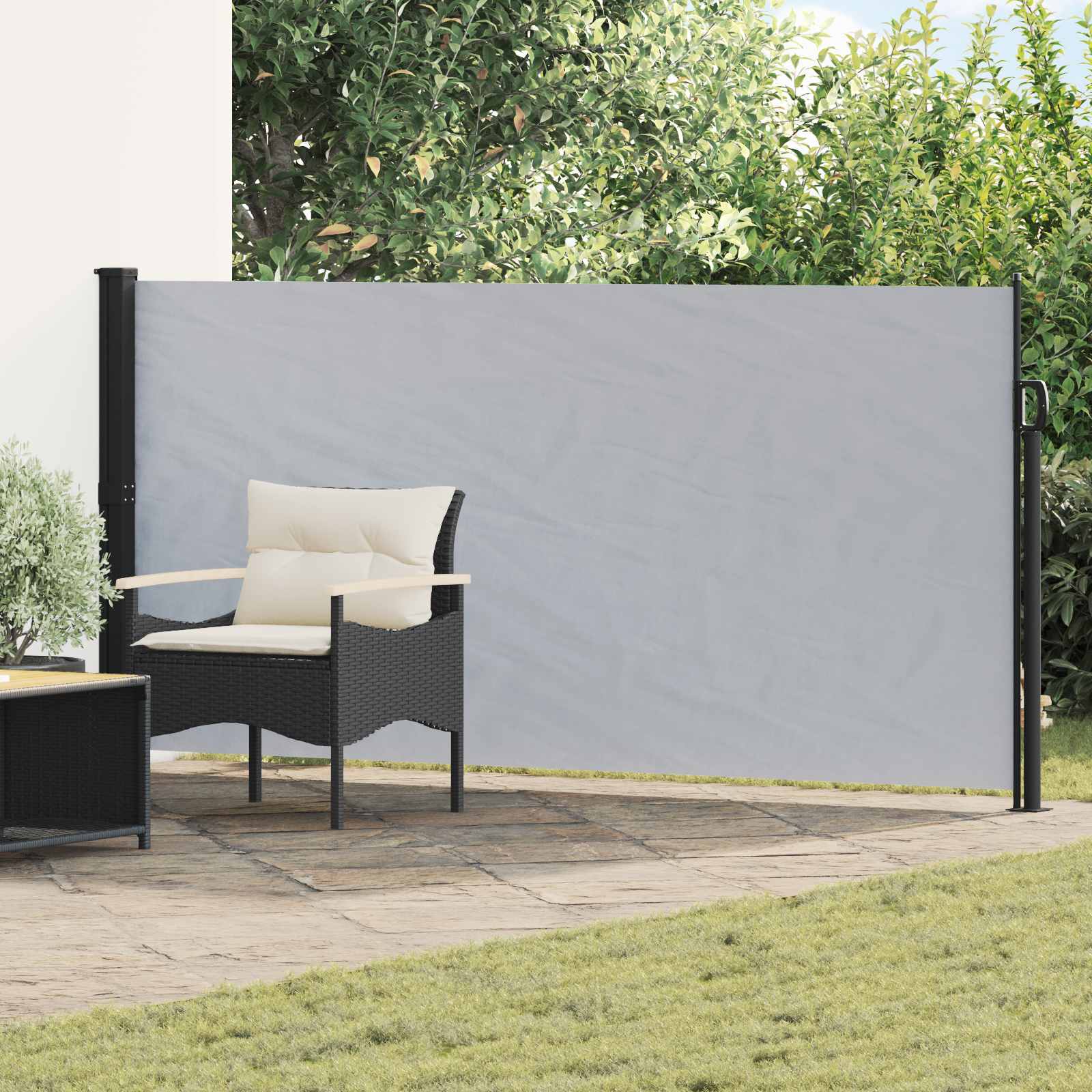 vidaXL Rozkładany boczny markiz Szary 300 x 170 cm Poliester