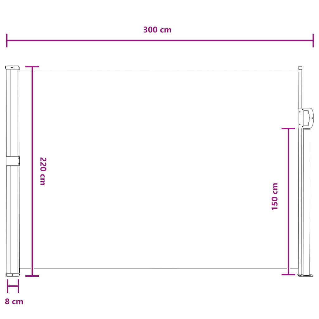 vidaXL Rozkładany boczny markiz piaskowy 300 x 220 cm Poliester