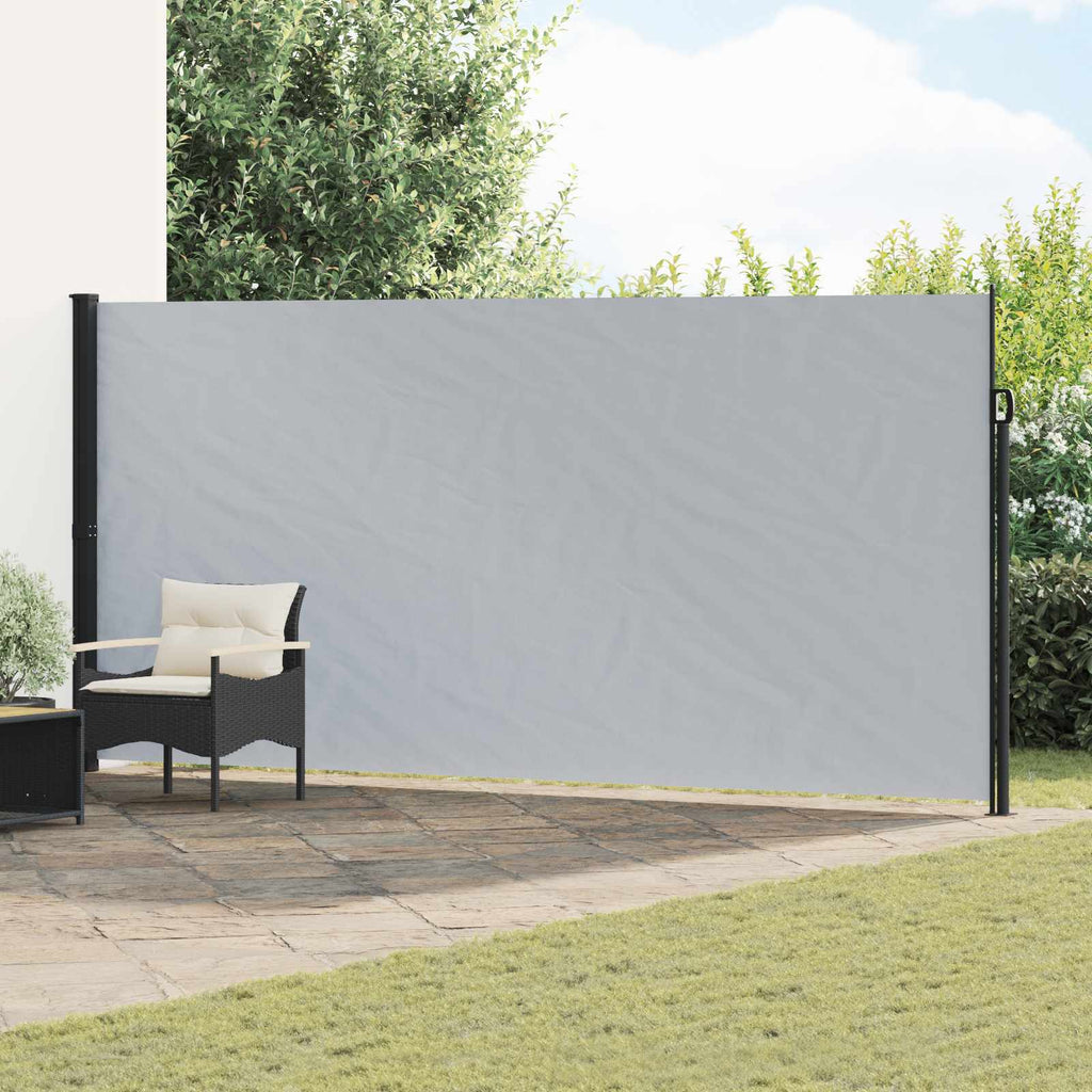 vidaXL Rozkładany boczny markiz Szary 600 x 200 cm Poliester