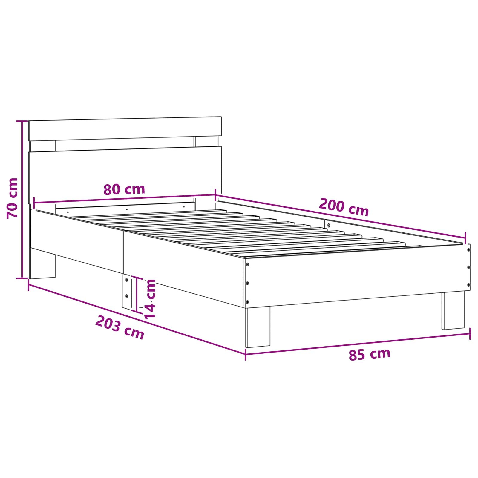 vidaXL Łóżko z ramą z LED Stare drewno 80 x 200 cm Drewno inżynieryjne