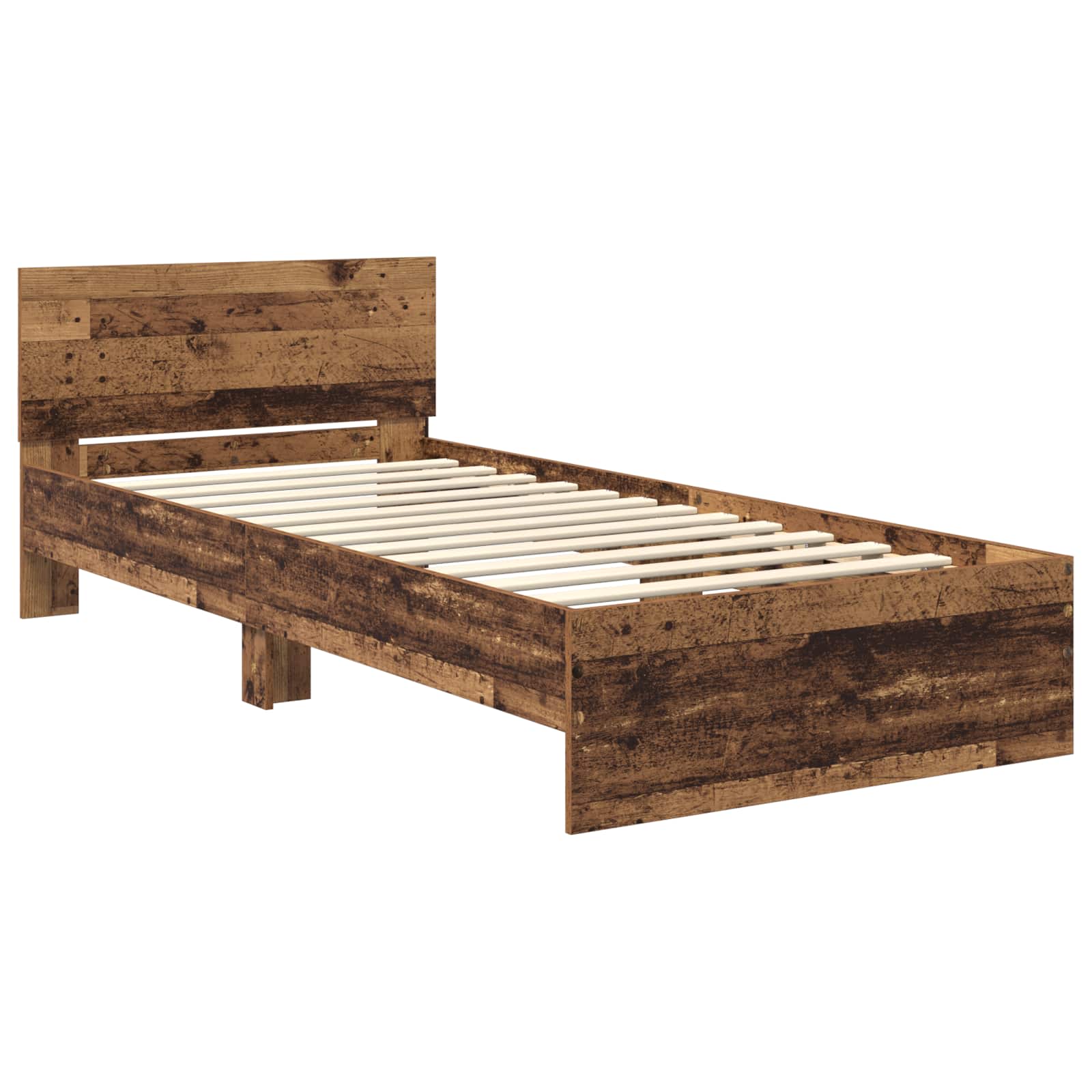 vidaXL Łóżko z ramą z LED Stare drewno 80 x 200 cm Drewno inżynieryjne