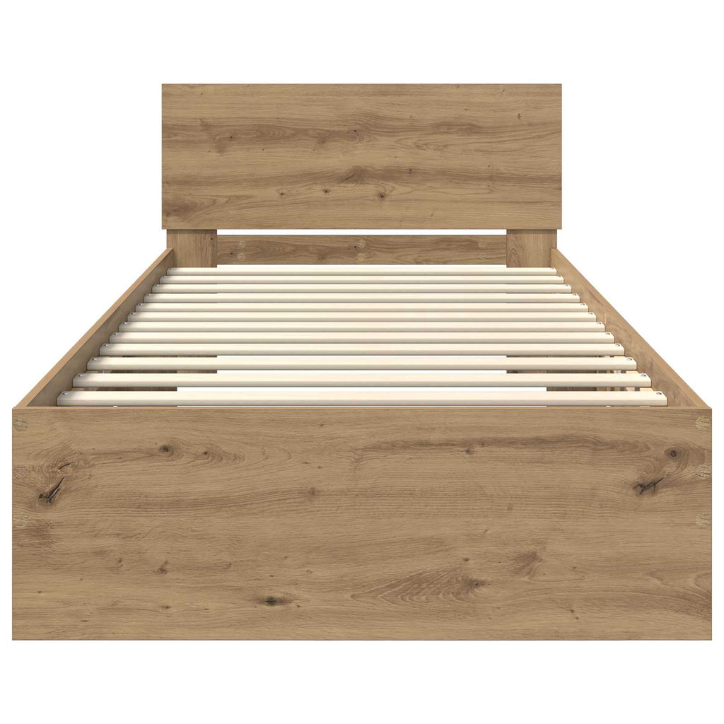 vidaXL Łóżko z ramą z LED Dąb artisian 80 x 200 cm Drewno inżynieryjne