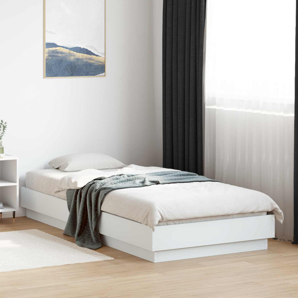 vidaXL Łóżko z ramą z LED Biały 80 x 200 cm Drewno inżynieryjne