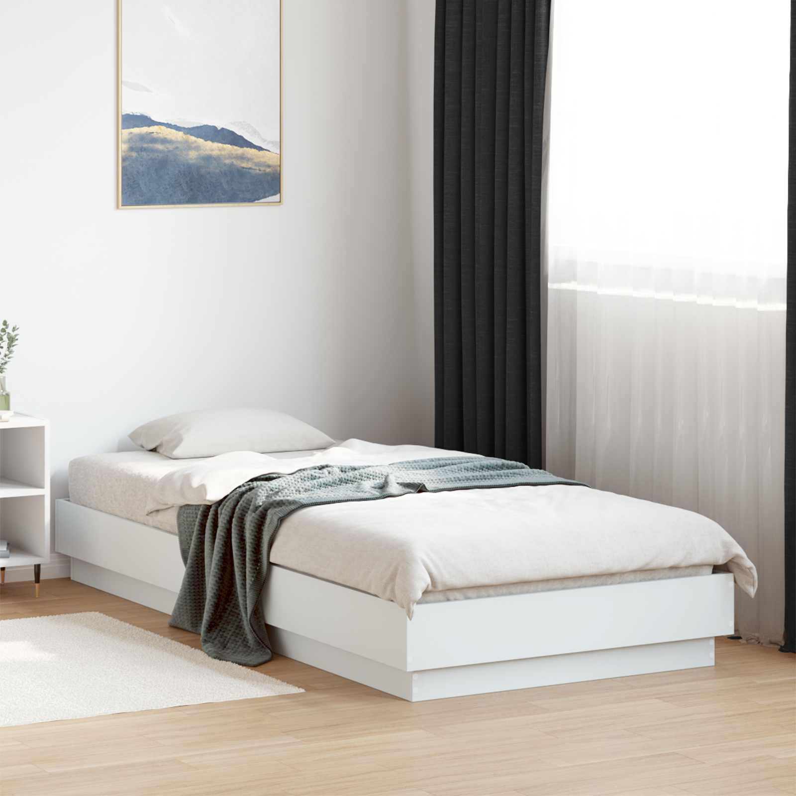 vidaXL Łóżko z ramą z LED Biały 80 x 200 cm Drewno inżynieryjne