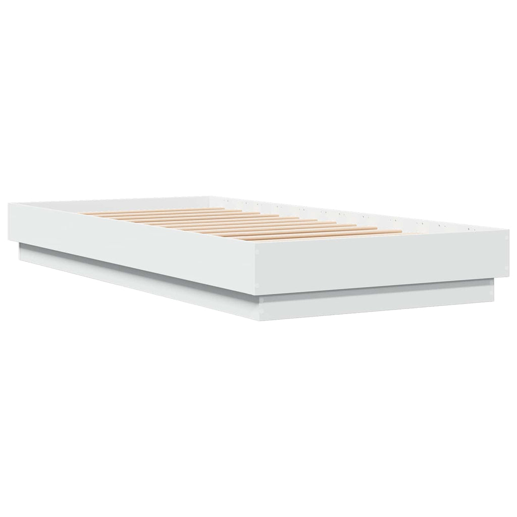 vidaXL Łóżko z ramą z LED Biały 80 x 200 cm Drewno inżynieryjne
