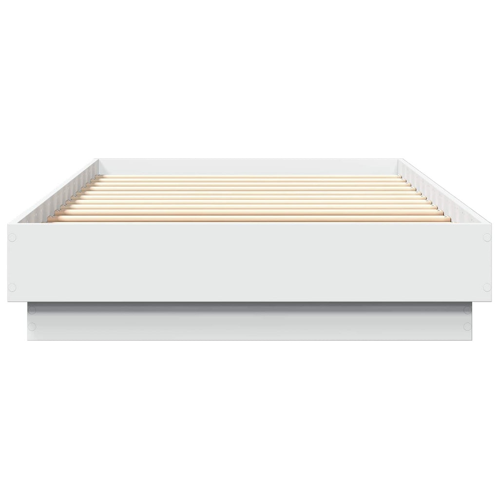 vidaXL Łóżko z ramą z LED Biały 80 x 200 cm Drewno inżynieryjne