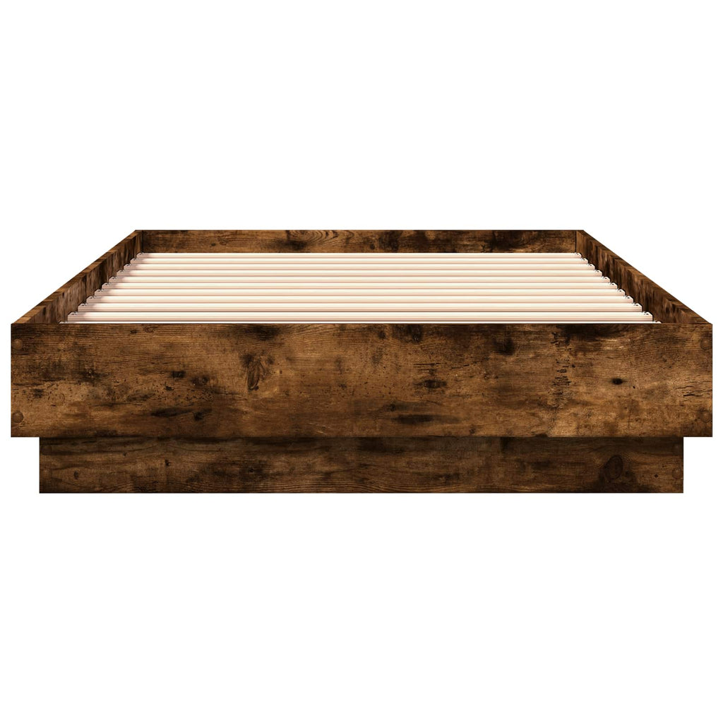 vidaXL Łóżko z ramą z LED Dąb wędzony 80 x 200 cm Drewno inżynieryjne