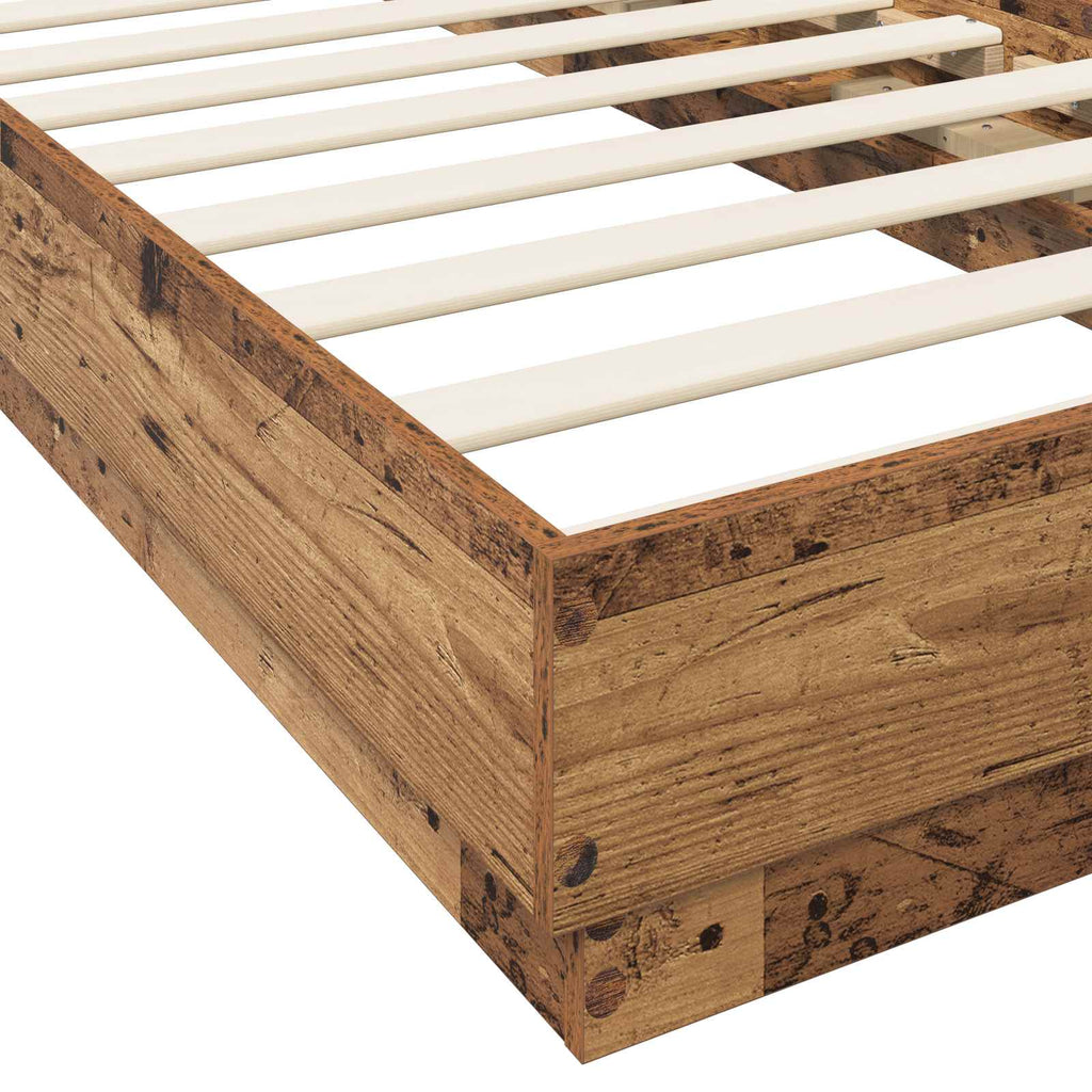 vidaXL Łóżko z ramą z LED Stare drewno 80 x 200 cm Drewno inżynieryjne