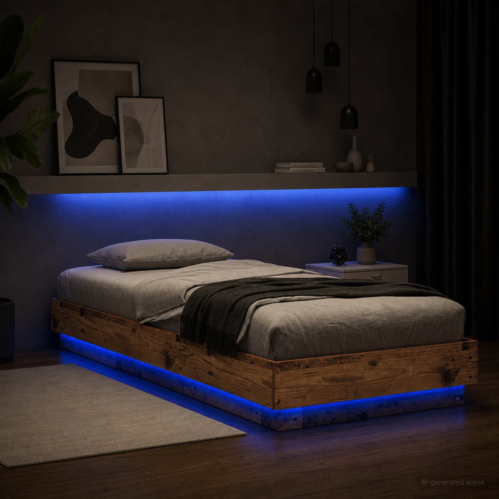vidaXL Łóżko z ramą z LED Stare drewno 80 x 200 cm Drewno inżynieryjne