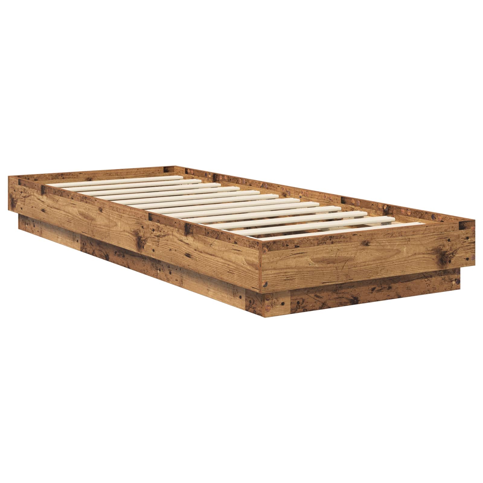 vidaXL Łóżko z ramą z LED Stare drewno 80 x 200 cm Drewno inżynieryjne