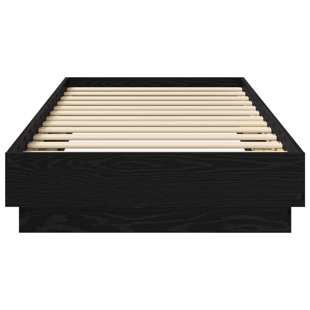 vidaXL Łóżko z ramą z LED Czarny dąb 80 x 200 cm Drewno inżynieryjne