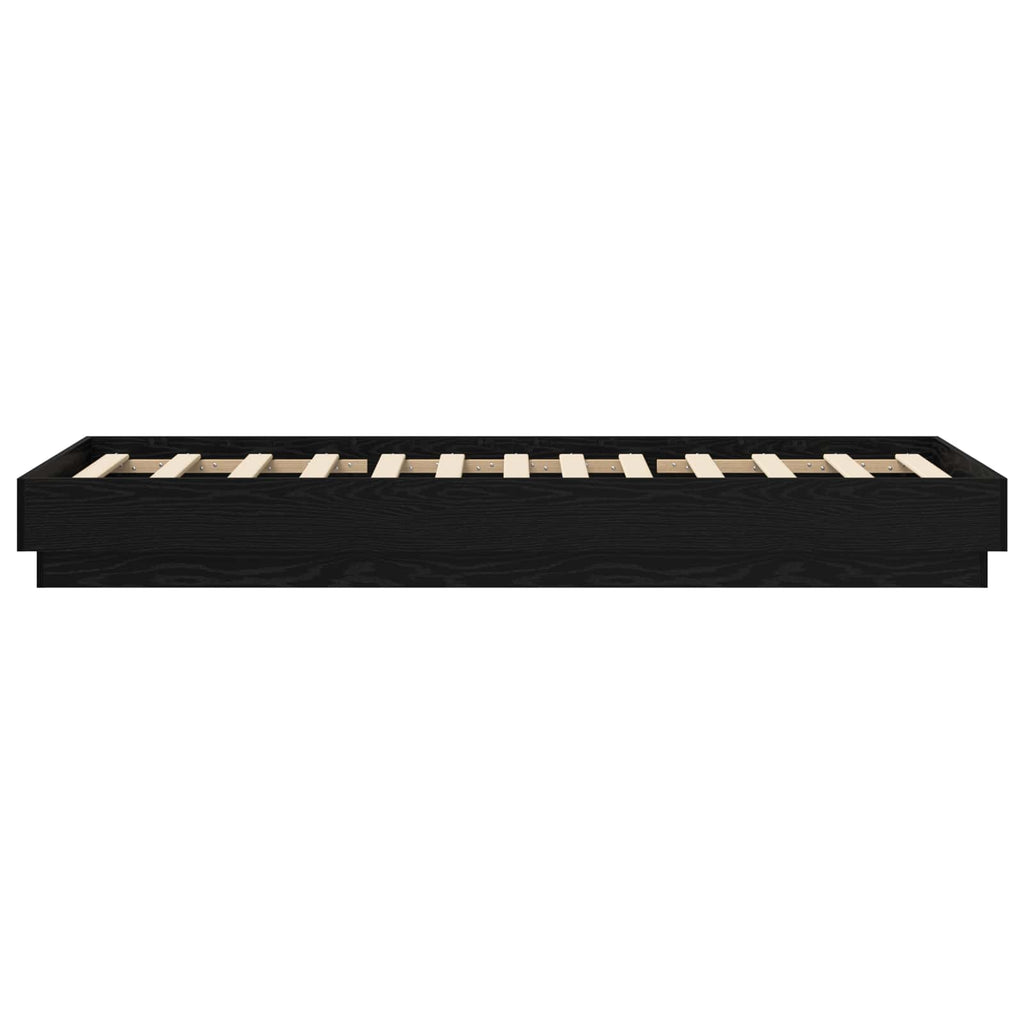 vidaXL Łóżko z ramą z LED Czarny dąb 80 x 200 cm Drewno inżynieryjne