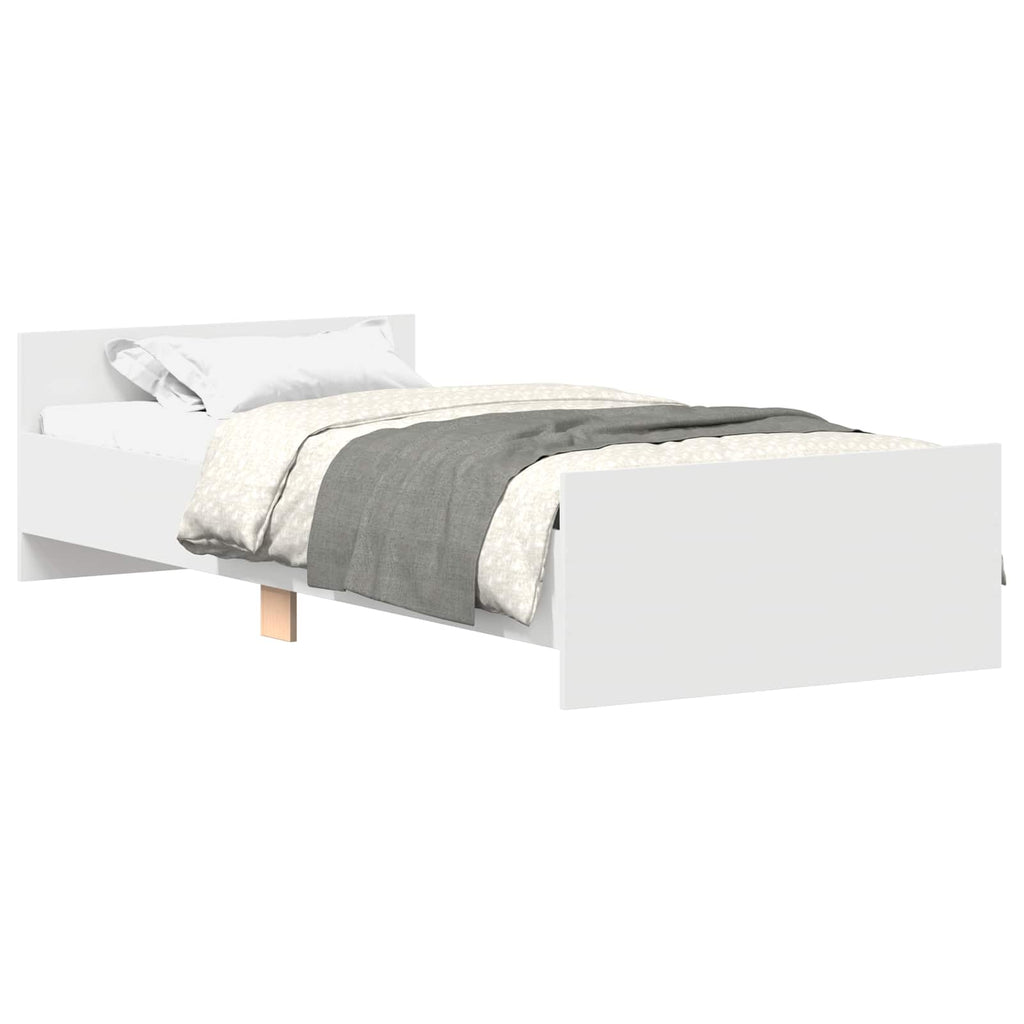 vidaXL Rama łóżka z wezgłowiem Biały 80 x 200 cm Drewno inżynieryjne