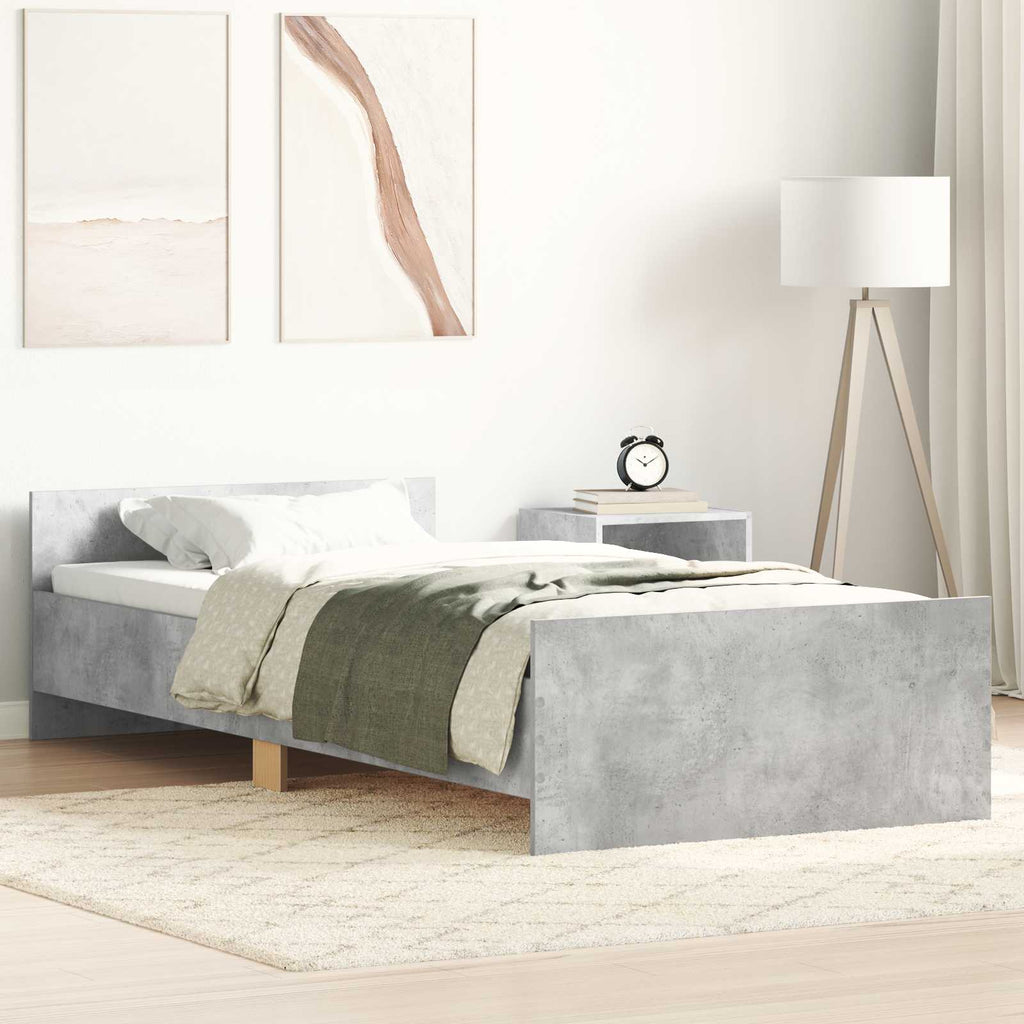 vidaXL Rama łóżka z wezgłowiem Betonowy szary 80 x 200 cm
