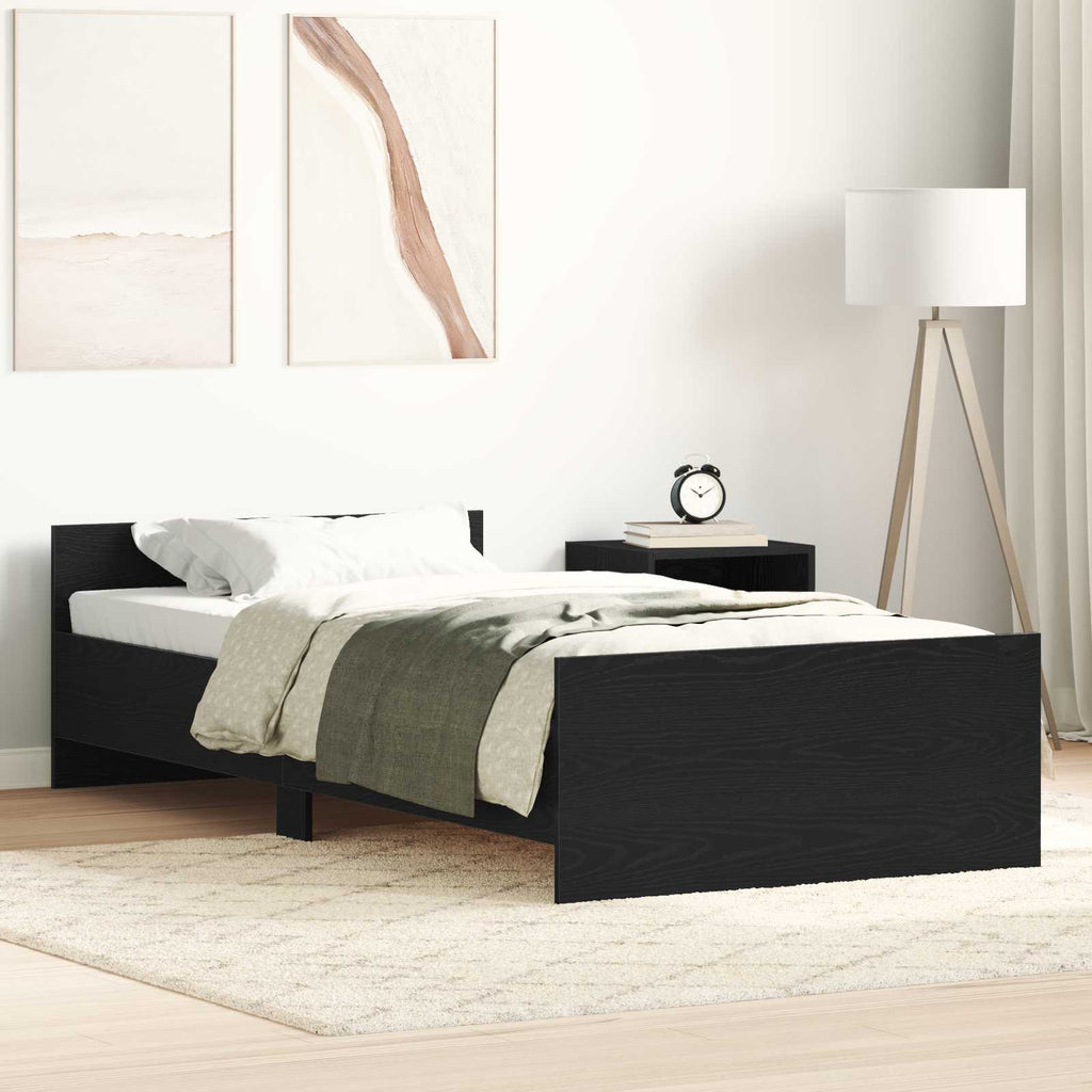 vidaXL Rama łóżka z wezgłowiem Czarny dąb 80 x 200 cm