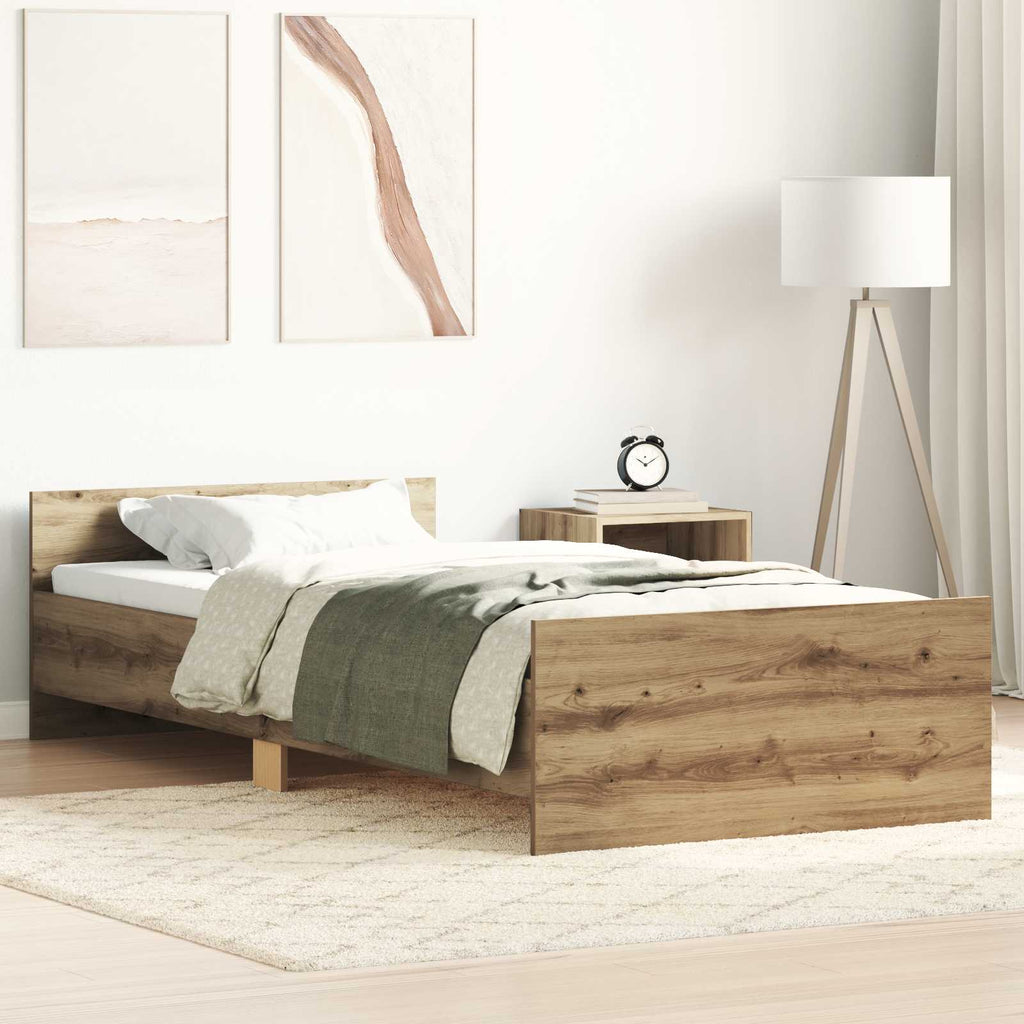 vidaXL Rama łóżka z wezgłowiem Dąb artisan 80 x 200 cm
