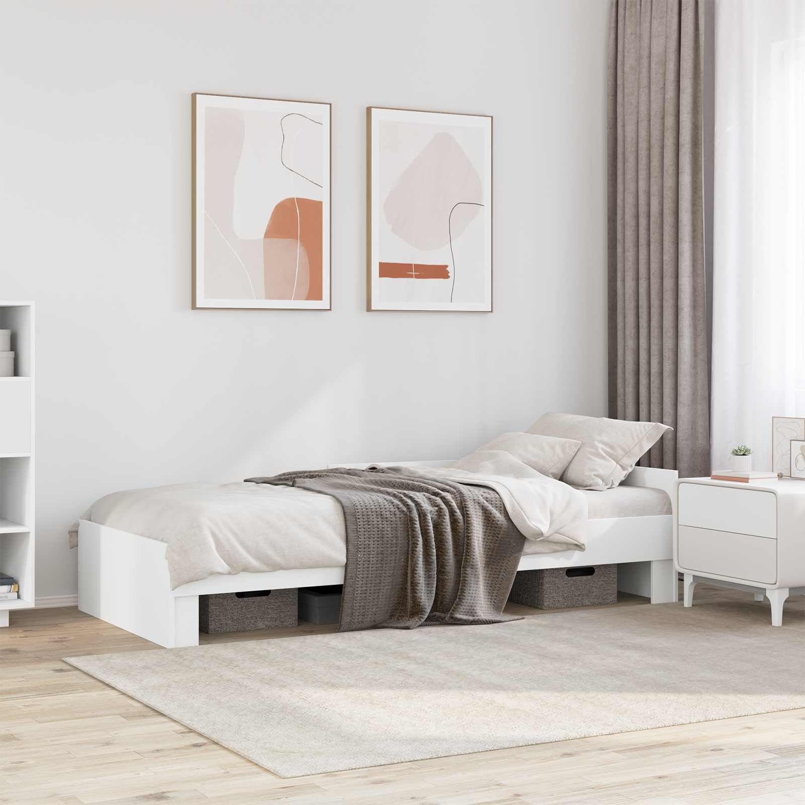 vidaXL Rama łóżka z wezgłowiem Biały 80 x 200 cm Drewno inżynieryjne