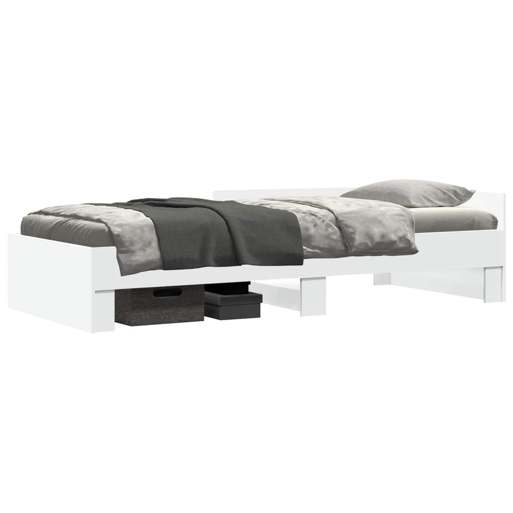 vidaXL Rama łóżka z wezgłowiem Biały 80 x 200 cm Drewno inżynieryjne