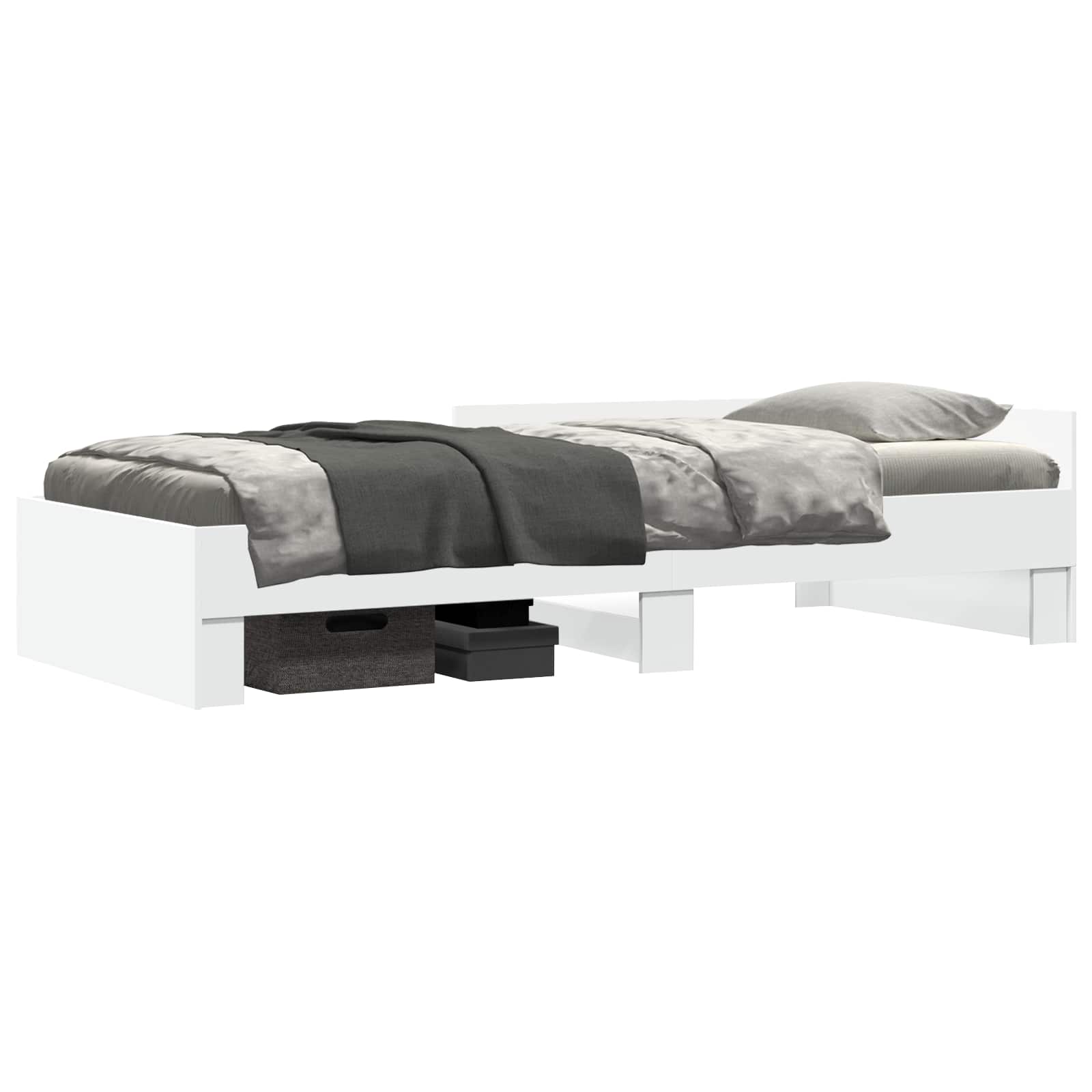 vidaXL Rama łóżka z wezgłowiem Biały 80 x 200 cm Drewno inżynieryjne