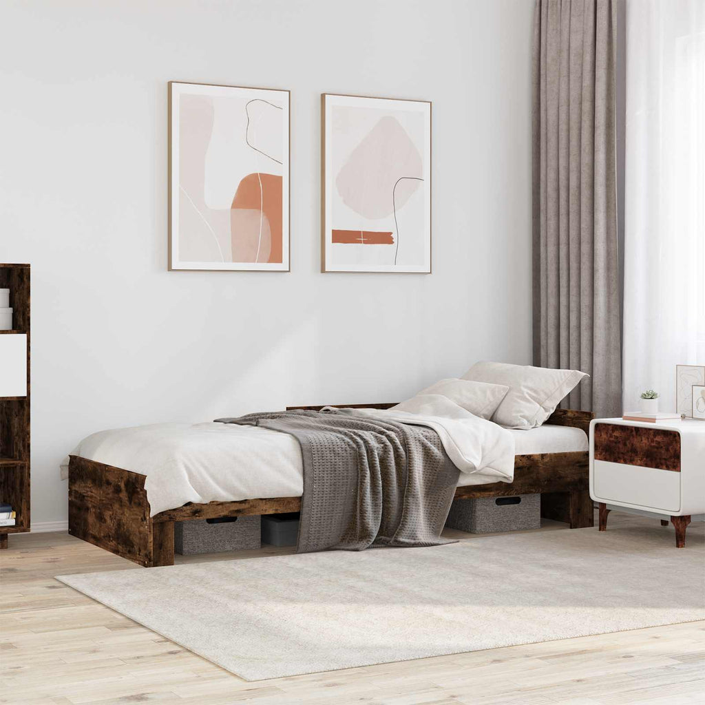 vidaXL Rama łóżka z wezgłowiem Dąb wędzony 80 x 200 cm